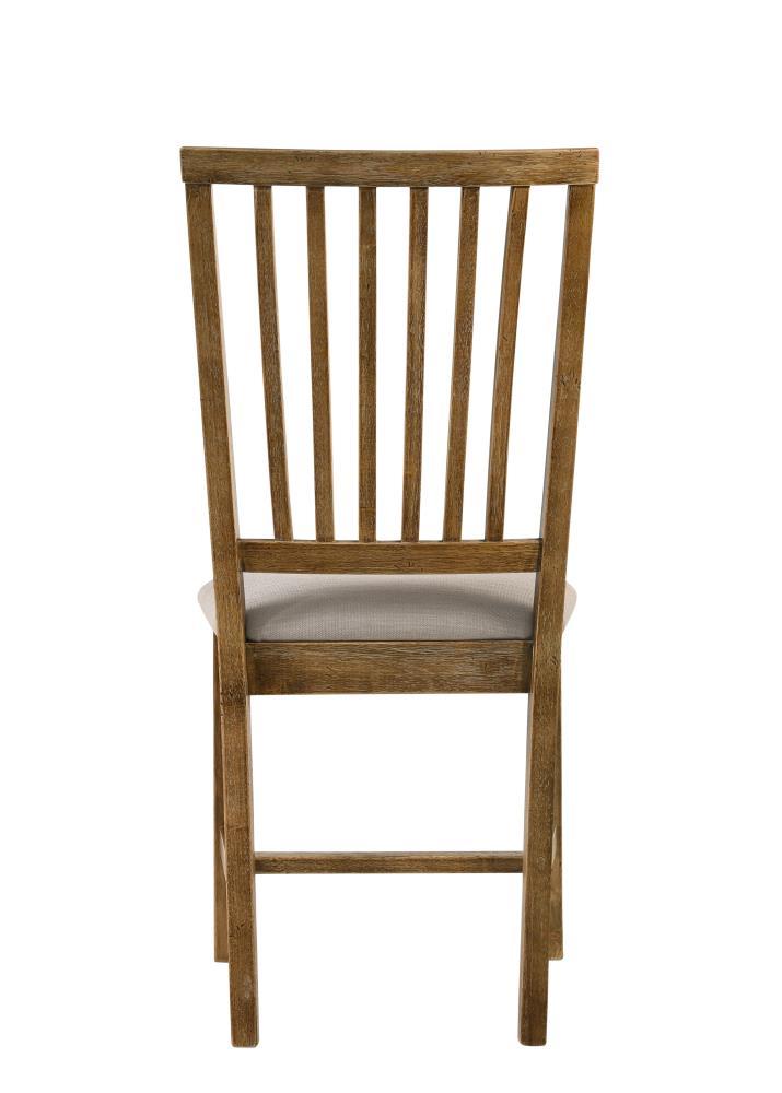 Acme Wallace II Side Chair (Set-2), Tan Linen & Weathered Oak Finish