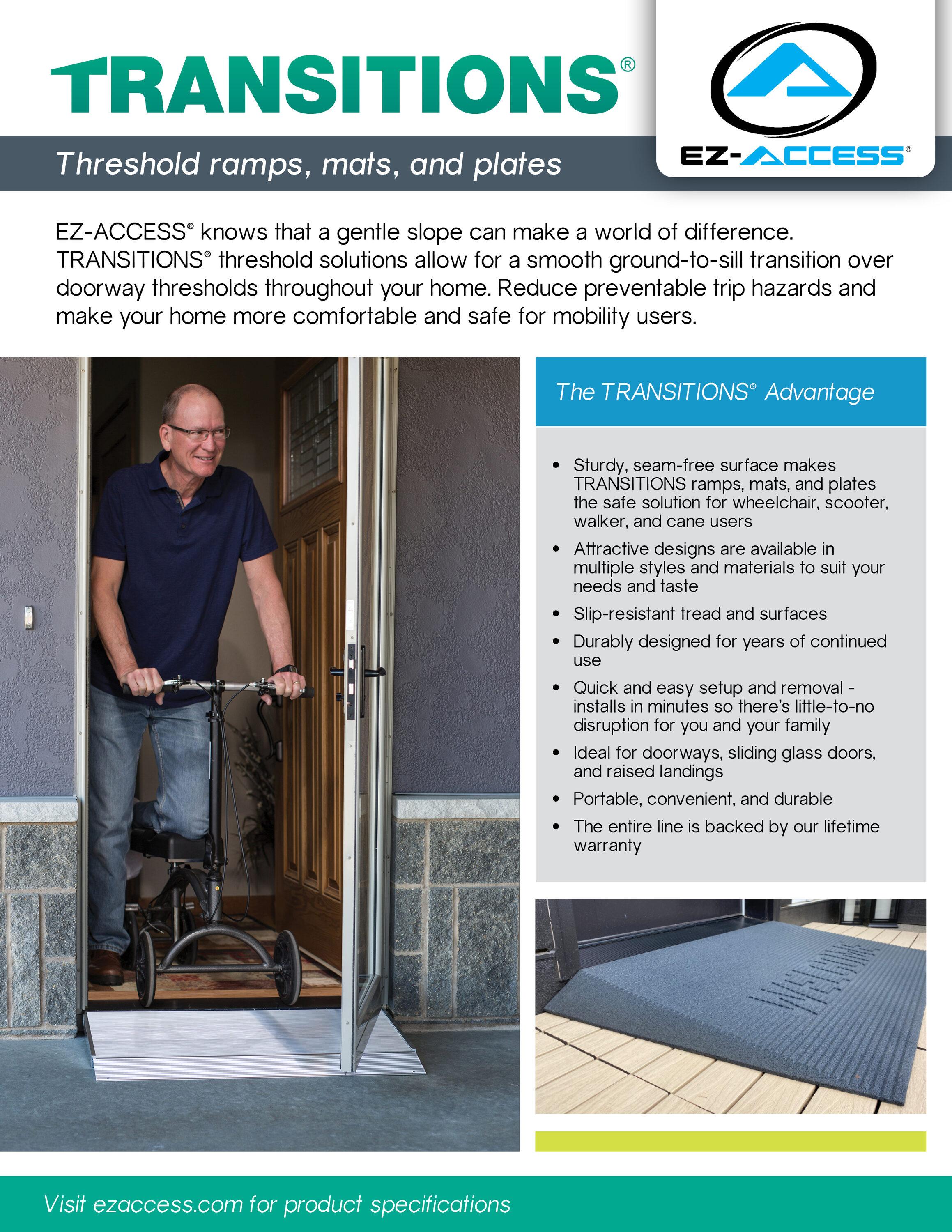 EZ-ACCESS TRANSITIONS 24 Inch Portable Self Supporting Aluminum Angled Entry Threshold Ramp Ideal for Uneven Surfaces or Single Step Rises