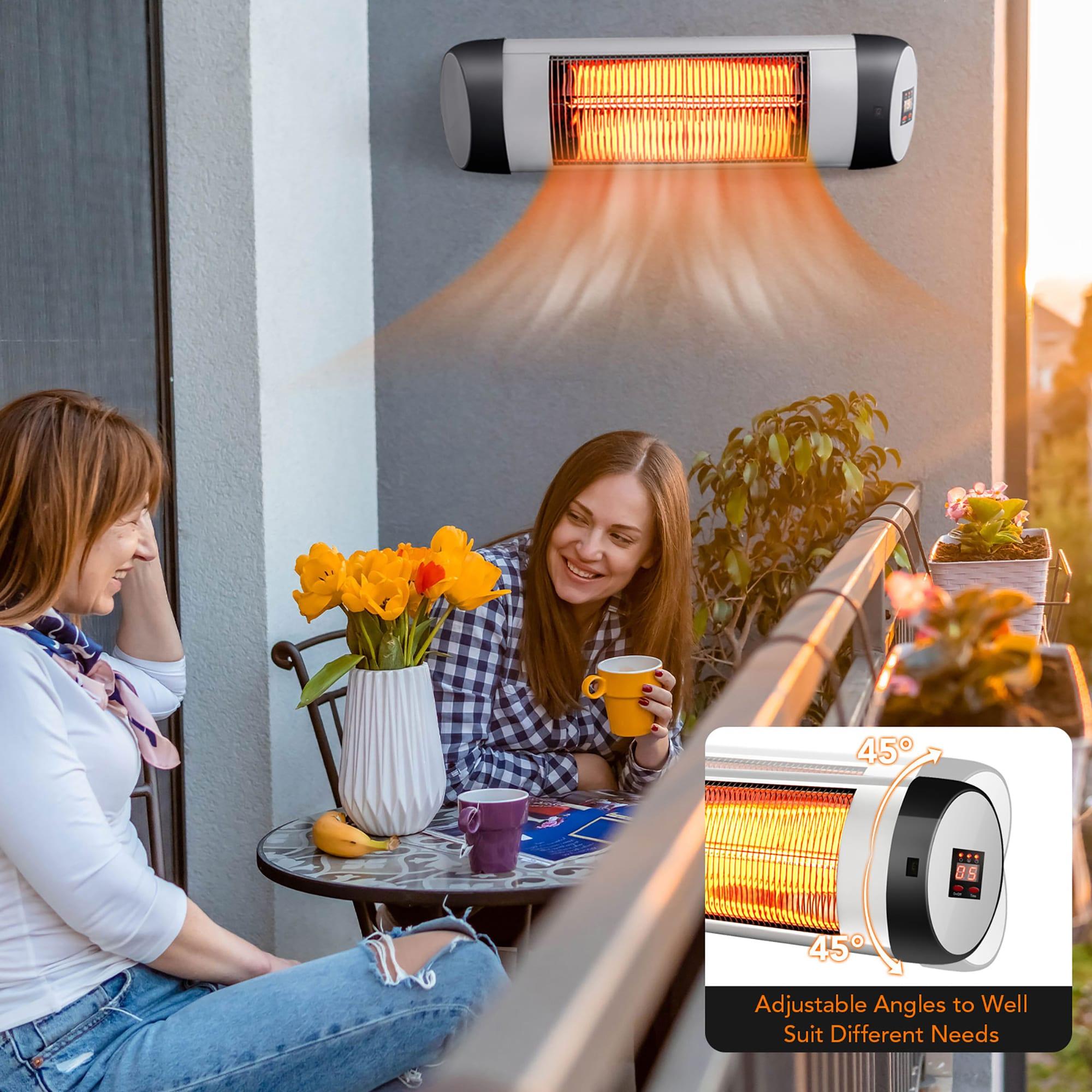 gaomon Wall-Mounted Electric Patio Heater, with 3 Heat Levels(500/1000/1500W)