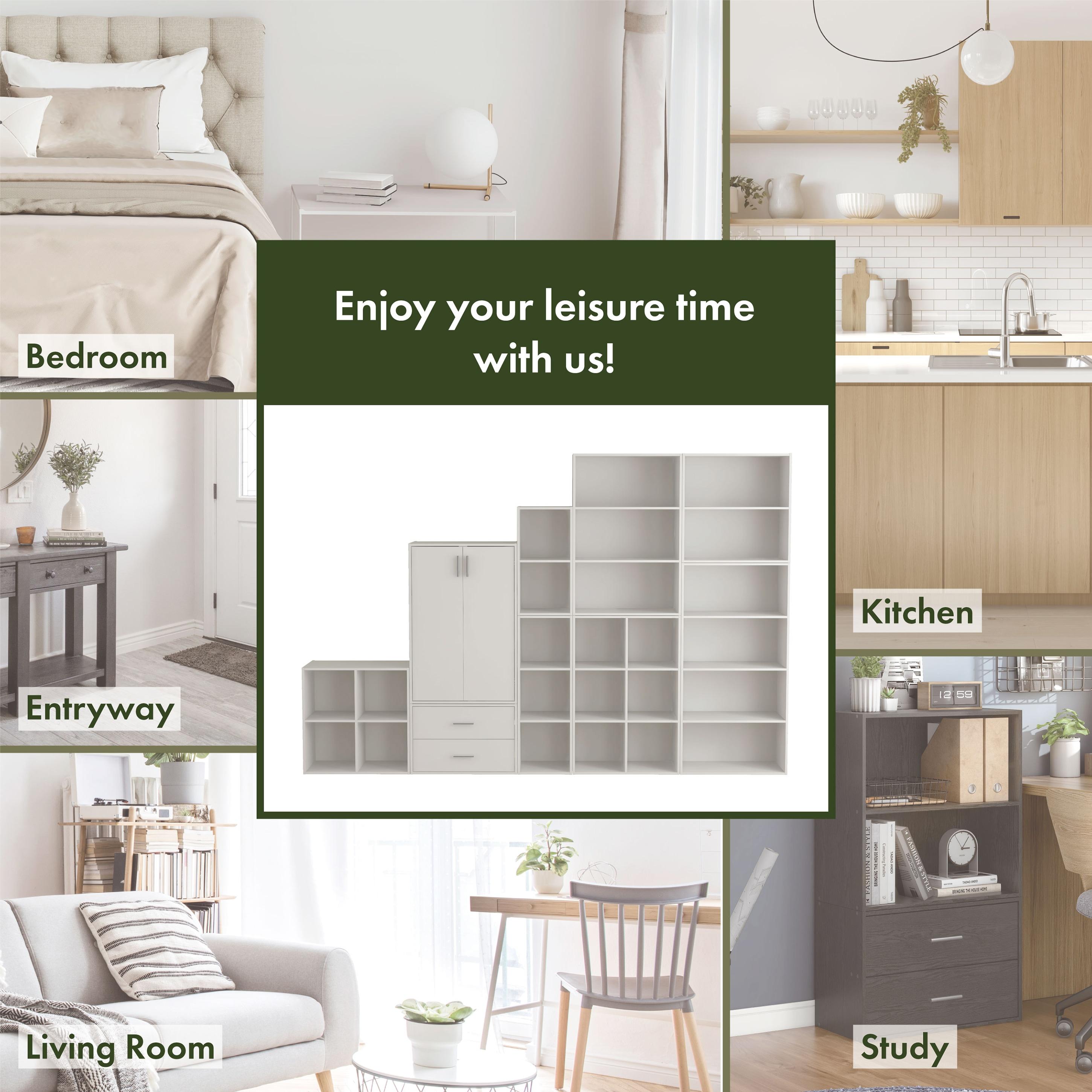 24/7 Shop At Home 35.27" Silkpath Modern 3 Cube Stackable and Modular Bookcase Greige