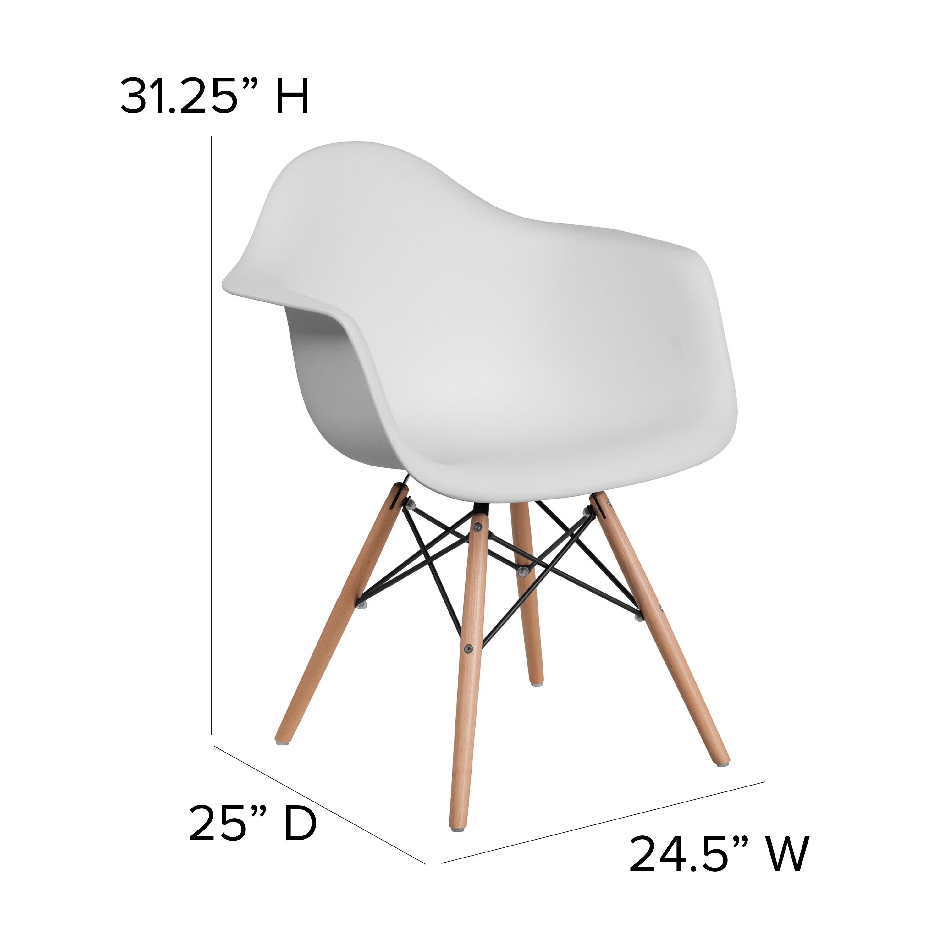 Flash Furniture Alonza Series White Plastic Chair with Wooden Legs