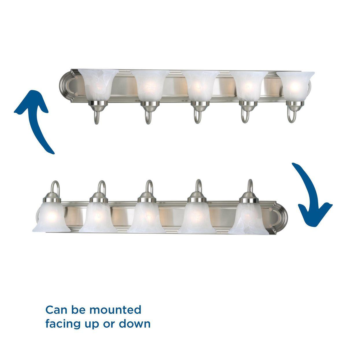 Progress Lighting Builder 5-Light Bath Bracket, Brushed Nickel, Alabaster Glass