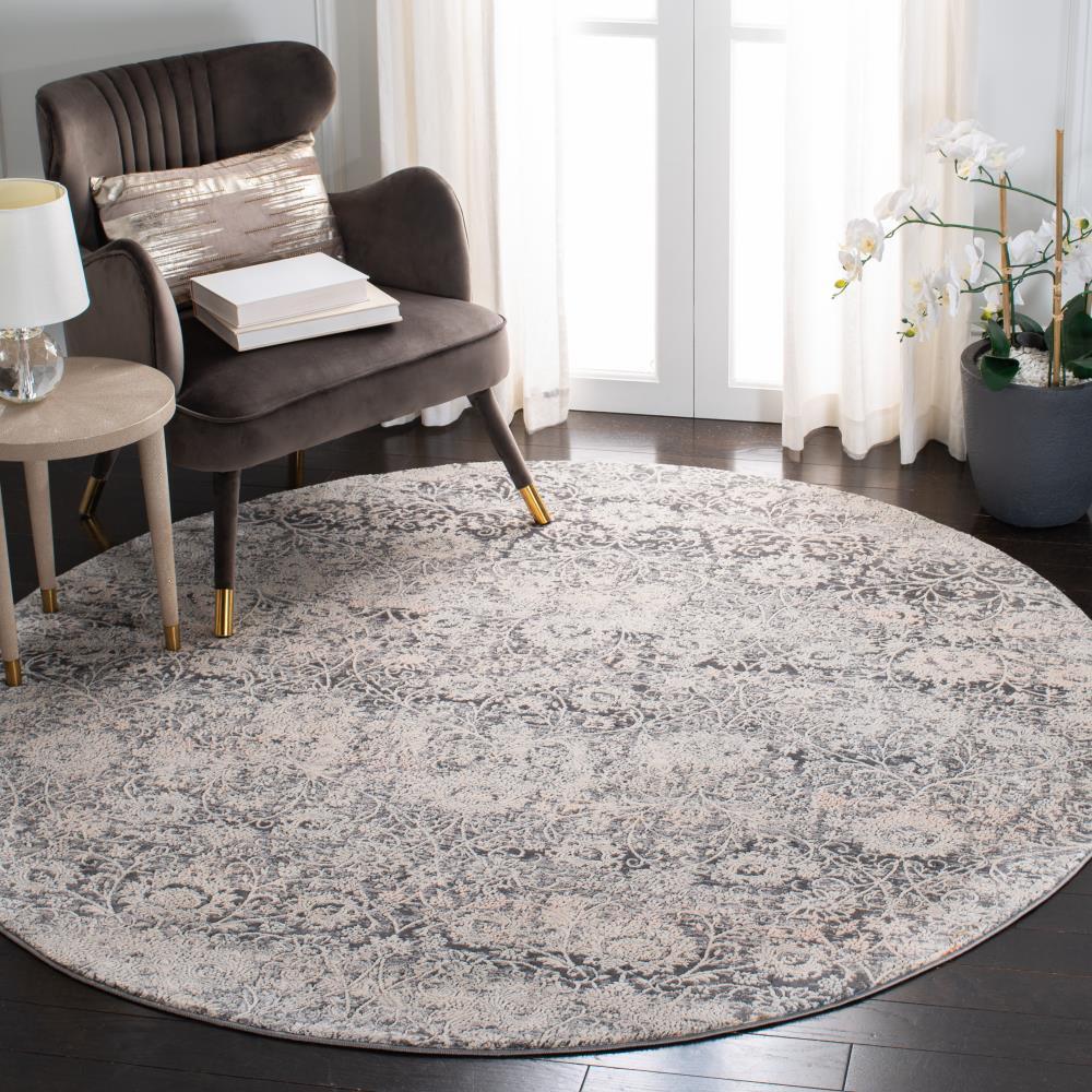 Alhambra ALH617 Power Loomed Area Rug - Cream/Grey - 6'7" X 6'7" Round - Safavieh.