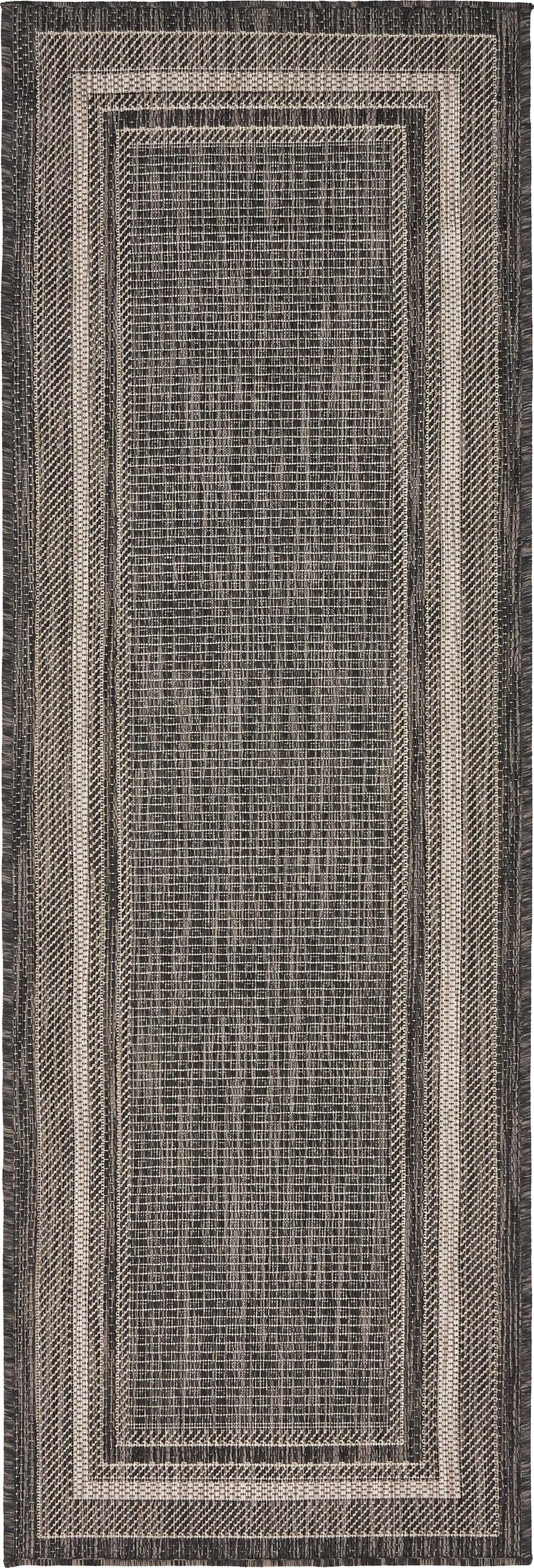 Unique Loom 2' 0 x 6' 1 Runner Indoor/Outdoor Border Black Runner Rug