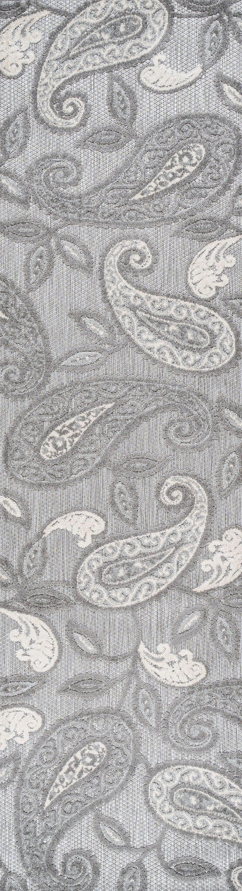 2'x10' Julien Paisley High-Low Indoor/Outdoor Area Rug, Light Gray - JONATHAN Y