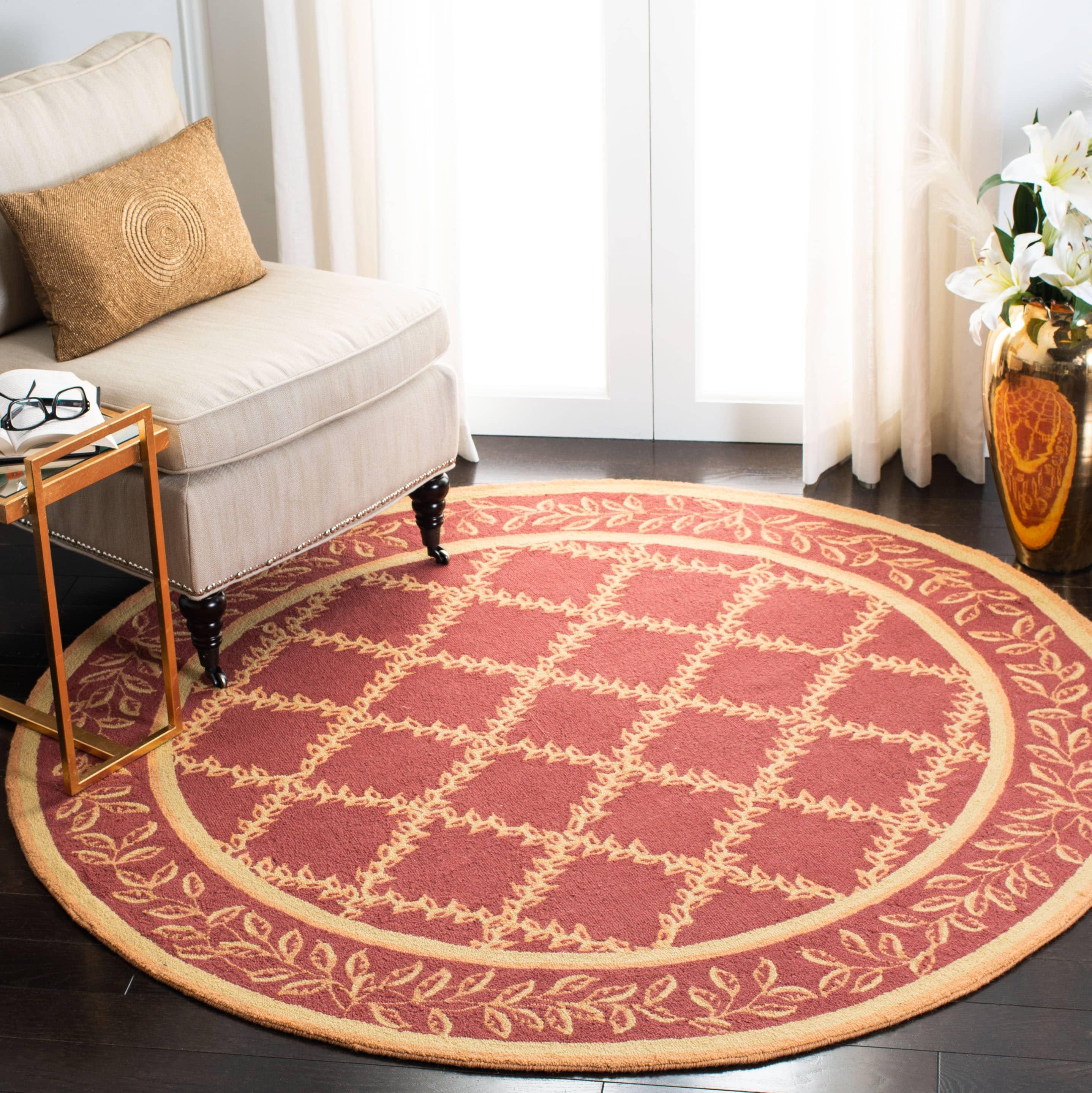 SAFAVIEH Chelsea Alecia Geometric Borders Wool Area Rug, Rust/Gold, 2'6" x 4'