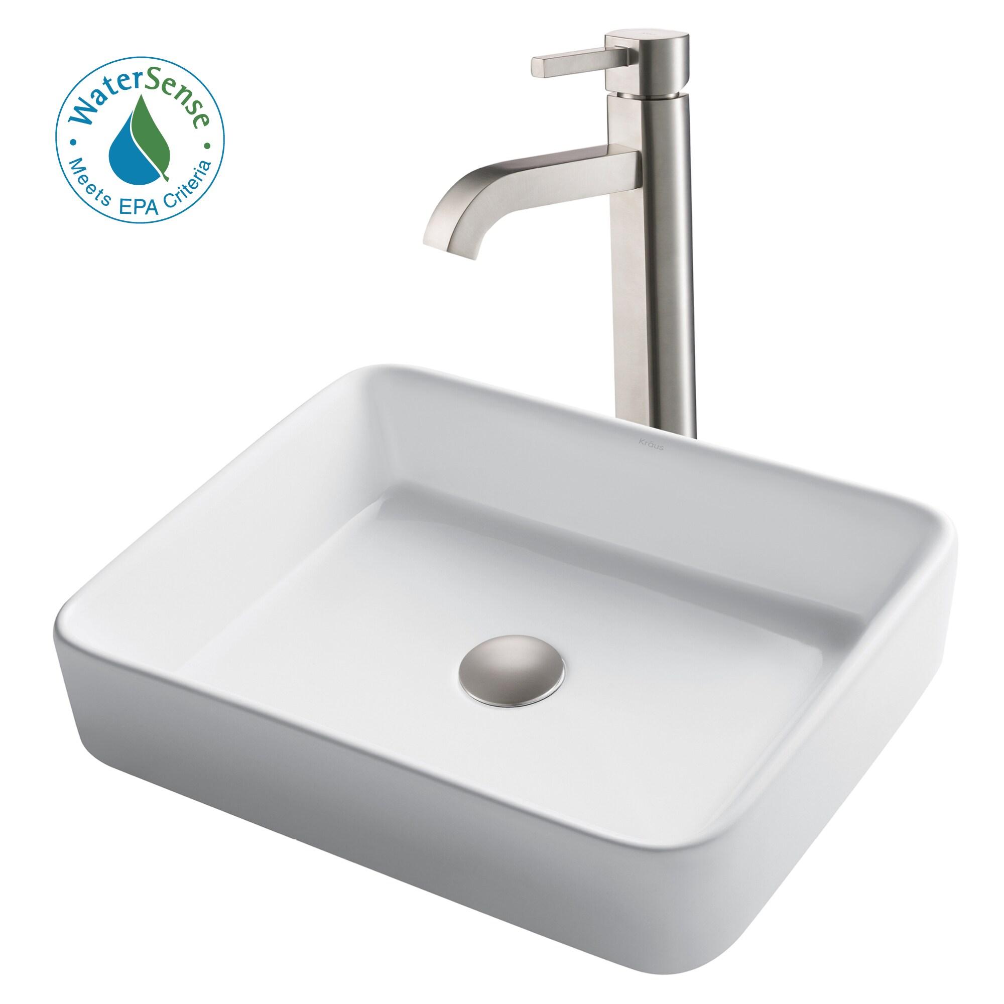 Ceramic Ceramic Rectangular Vessel Bathroom Sink