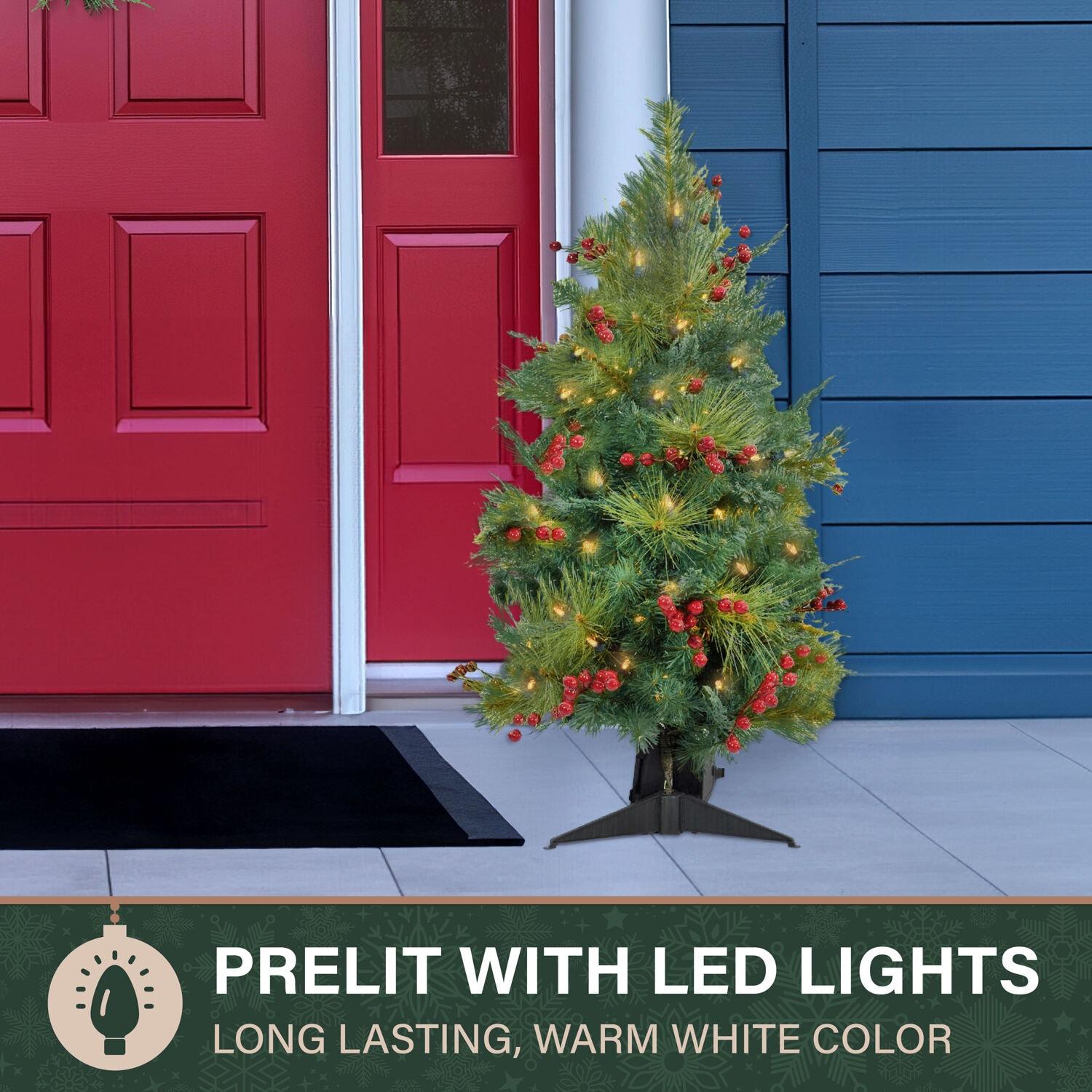 Fraser Hill Farm 2-ft. Newberry Pine Artificial Tree with Battery-Operated LED String Lights