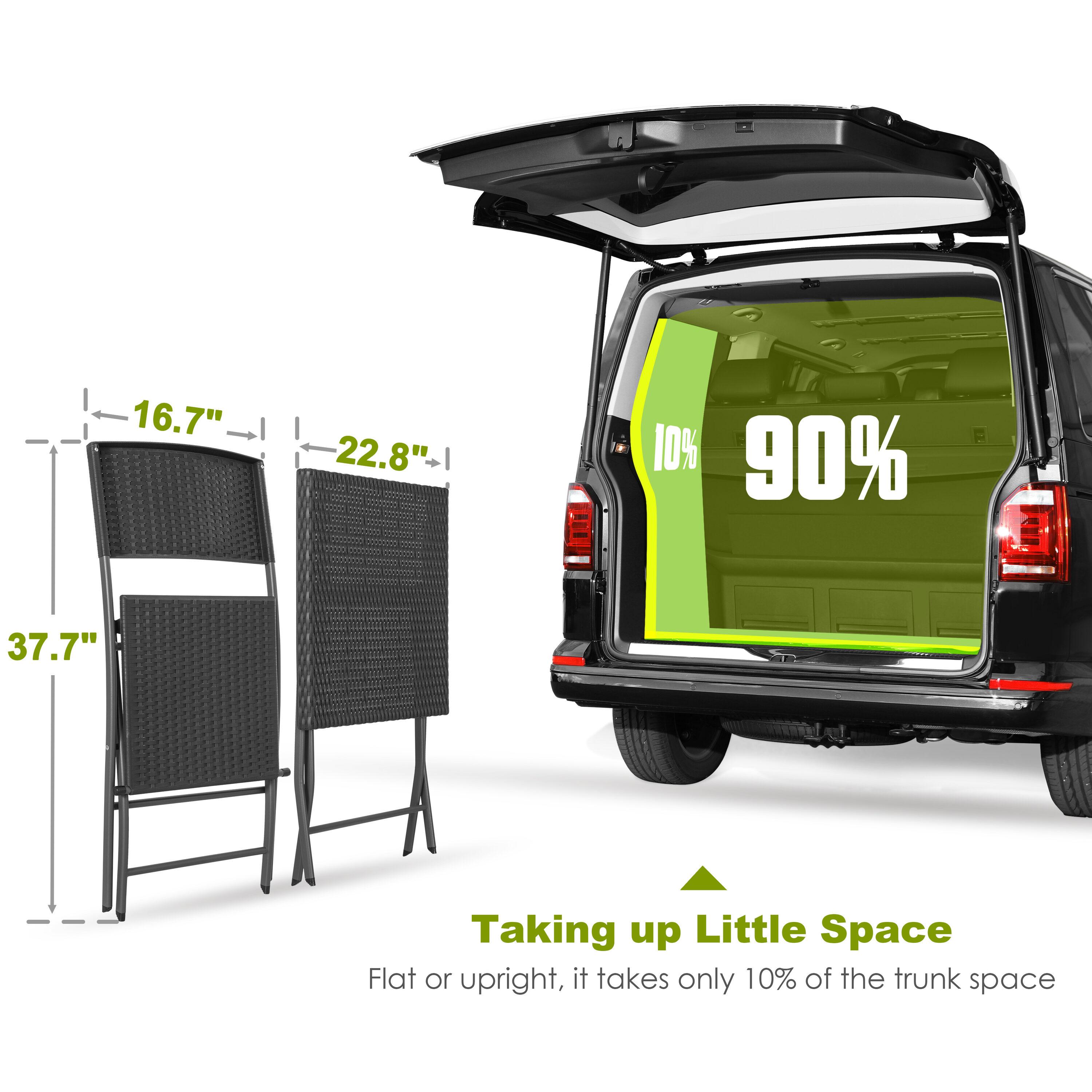 Nuu Garden 3 -Piece Black Rattan Bistro Patio Dining Set Iron Square Table with 2 Stationary Chairs