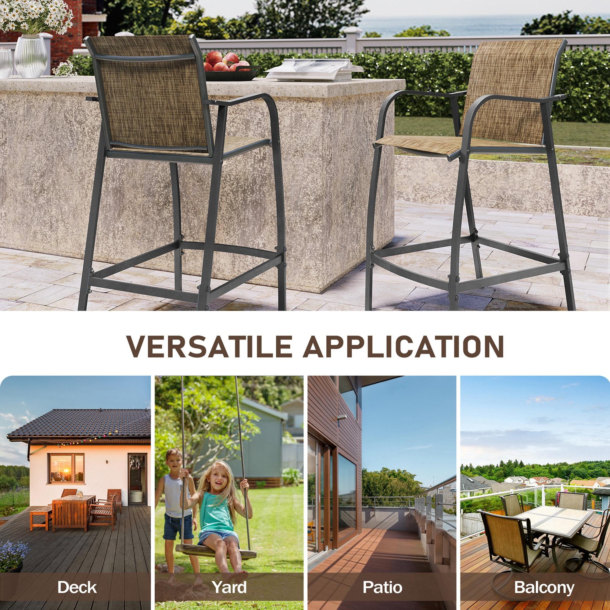Crestlive Products Lightweight with Curved Backrest Weather-Resistant Bar Stools Set of 2, Earth