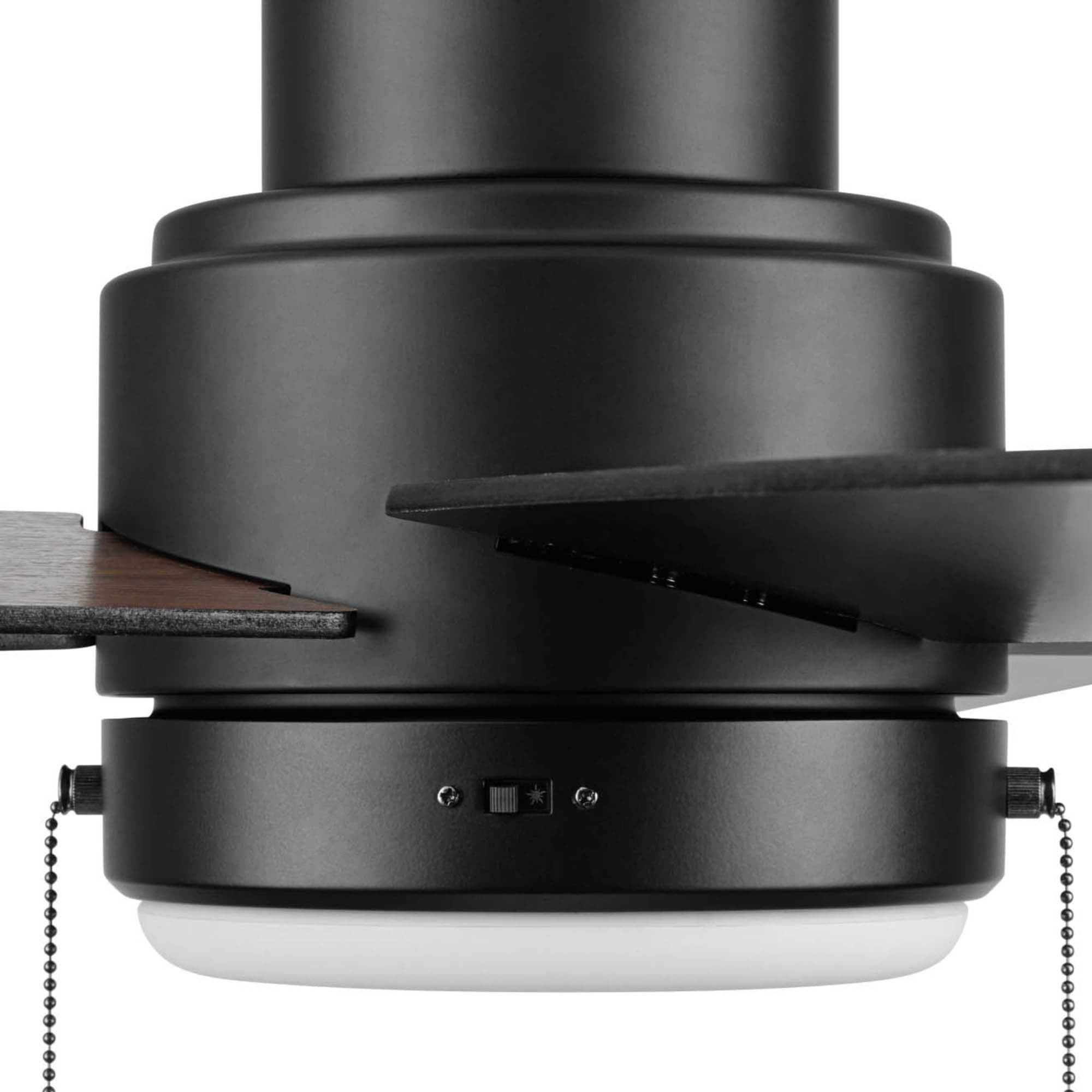 Harbor Breeze Fairbanks 52-Inches Matte Black with Black/Sable Blades Color-Changing Indoor/Outdoor Flush mount Standard Ceiling Fan With Light ( 5 -Blade)