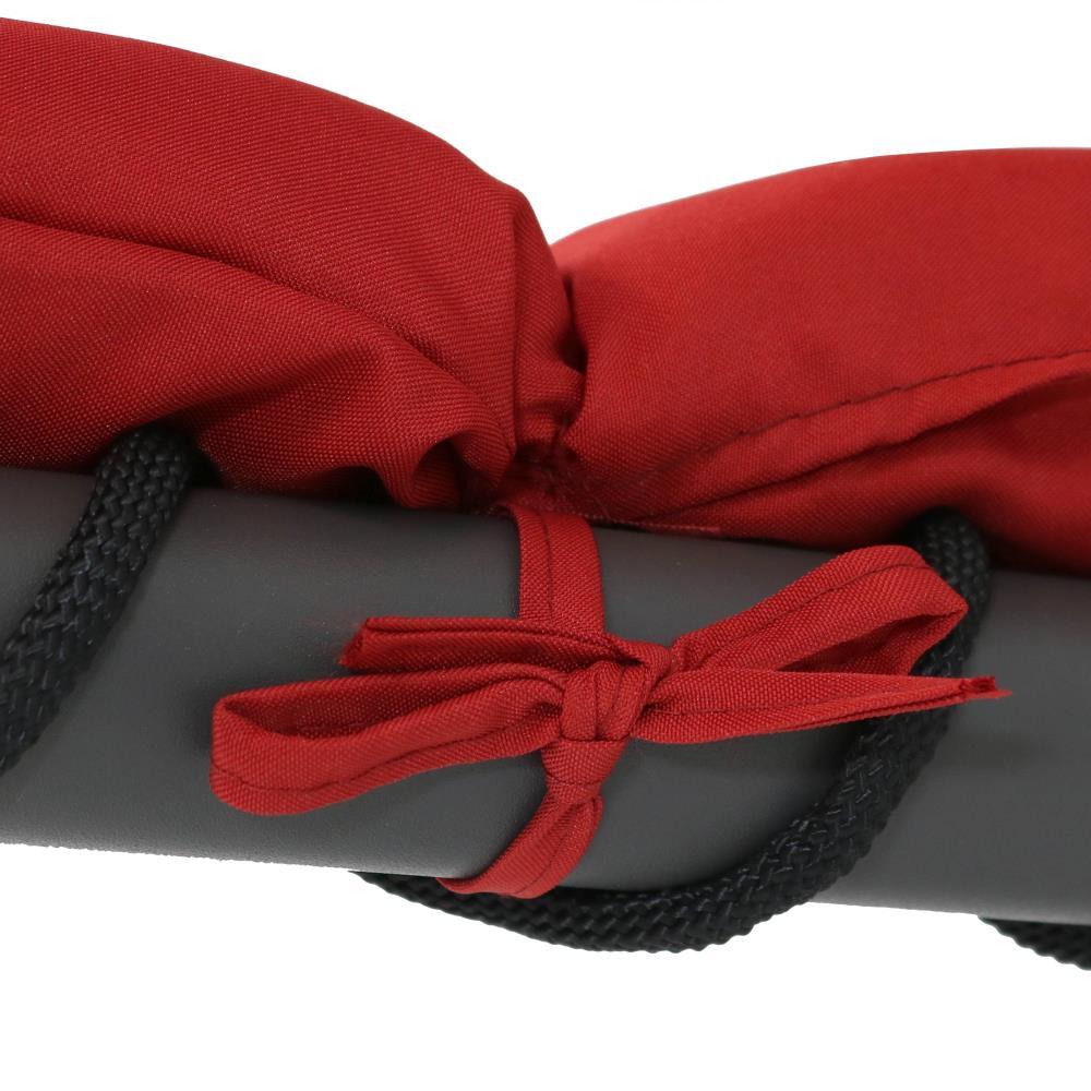 Sunnydaze Outdoor Hanging Chaise Floating Lounge Chair with Canopy Umbrella and Arc Stand, Burnt Orange