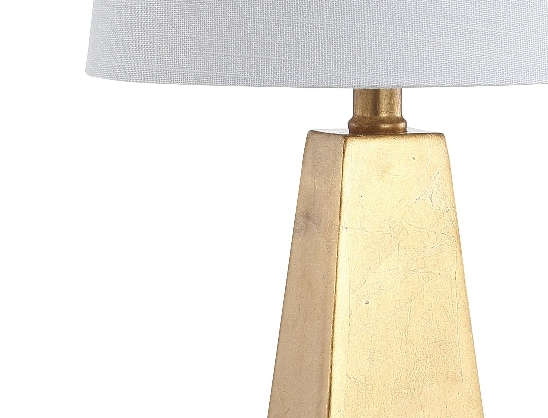 JONATHAN Y 20.5" Alexis Resin Table Lamp (Includes LED Light Bulb) Gold: Modern Geometric Pyramid Base, Silk-Wrapped Cord