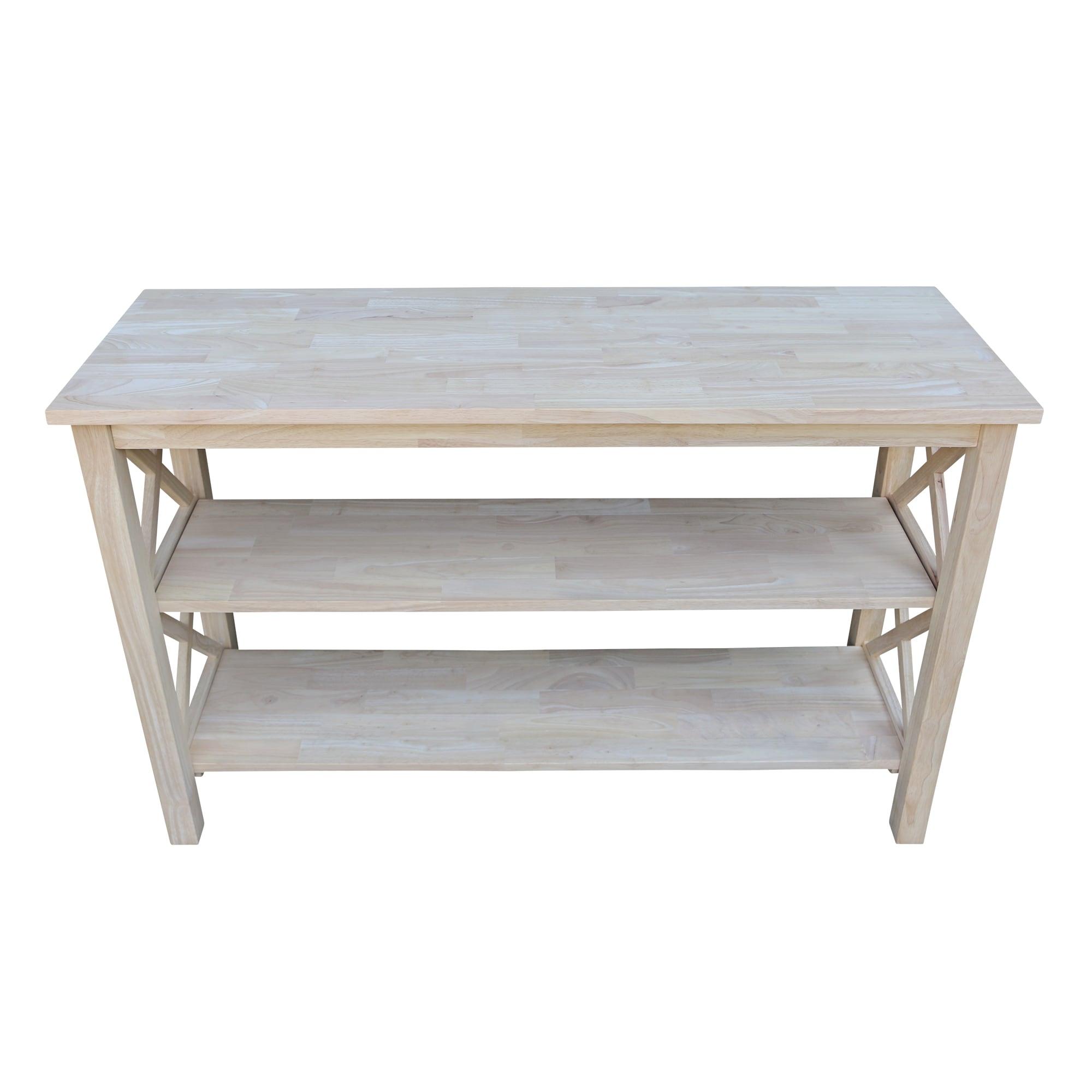 Hampton Console Table Beige - International Concepts: Solid Wood, Parawood, Rectangle, Fixed Shelf