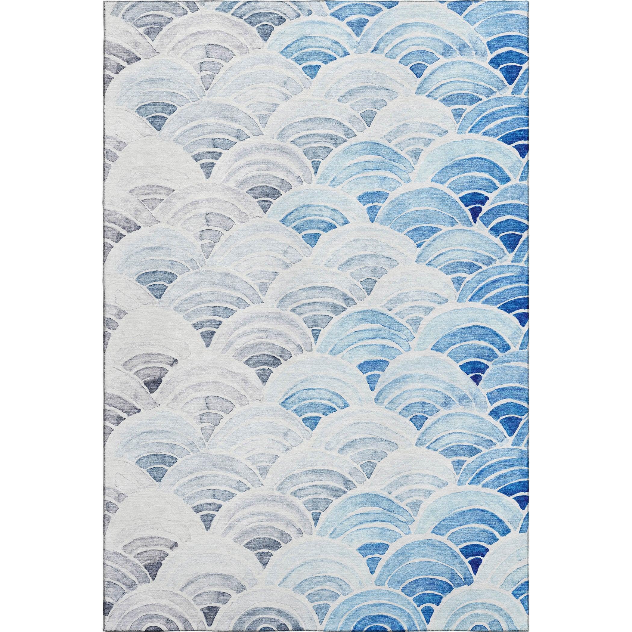 Blue Rectangular Washable Synthetic Rug 2'6" x 3'10"
