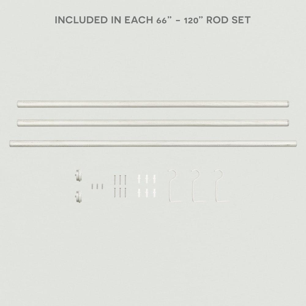 Exclusive Home 66"-120" Topper Curtain Rod - Distressed White: Iron, Flat Cap Finial, 25 lb Capacity, Single Rod