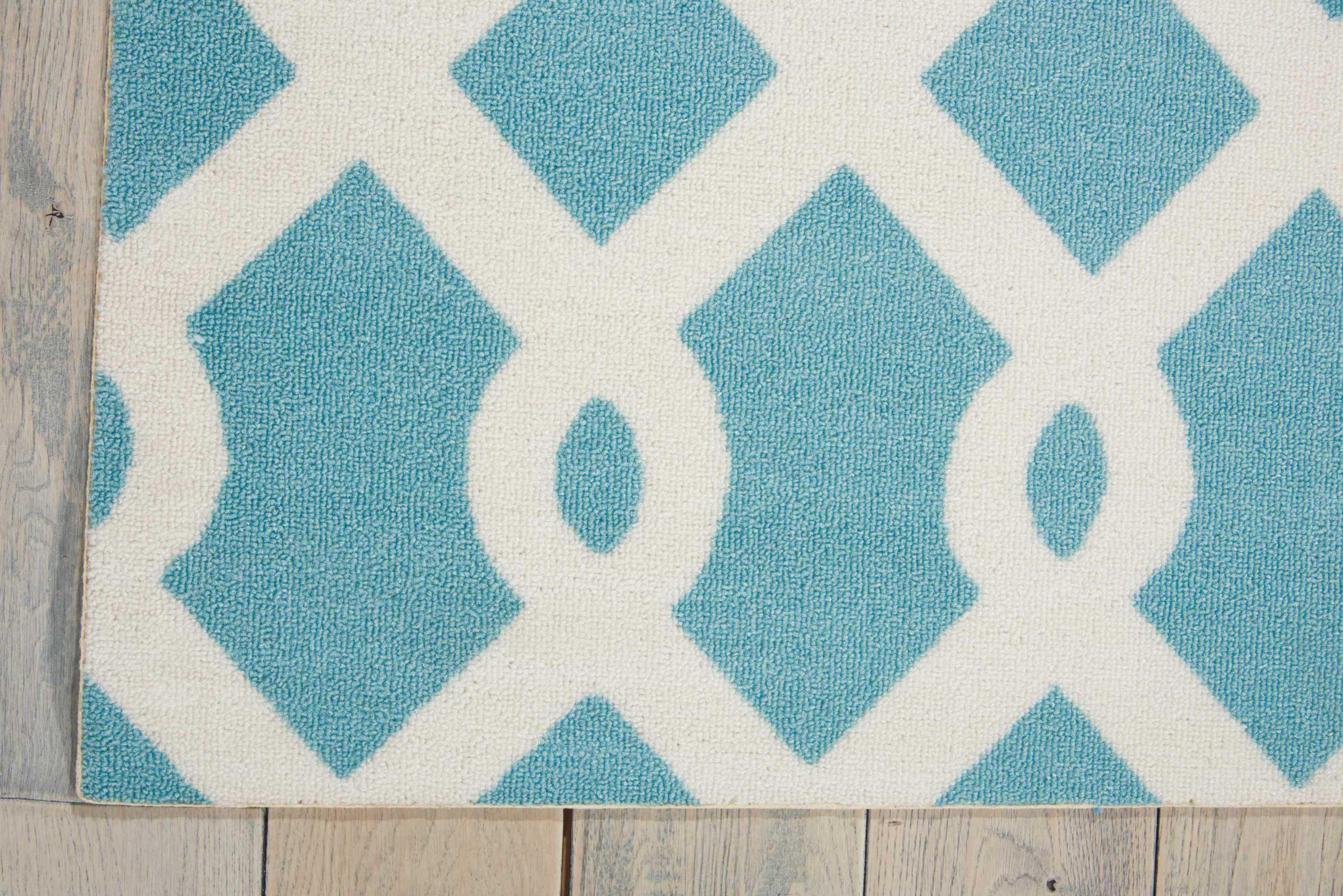 Easterly Geometric Blue/White Outdoor Area Rug