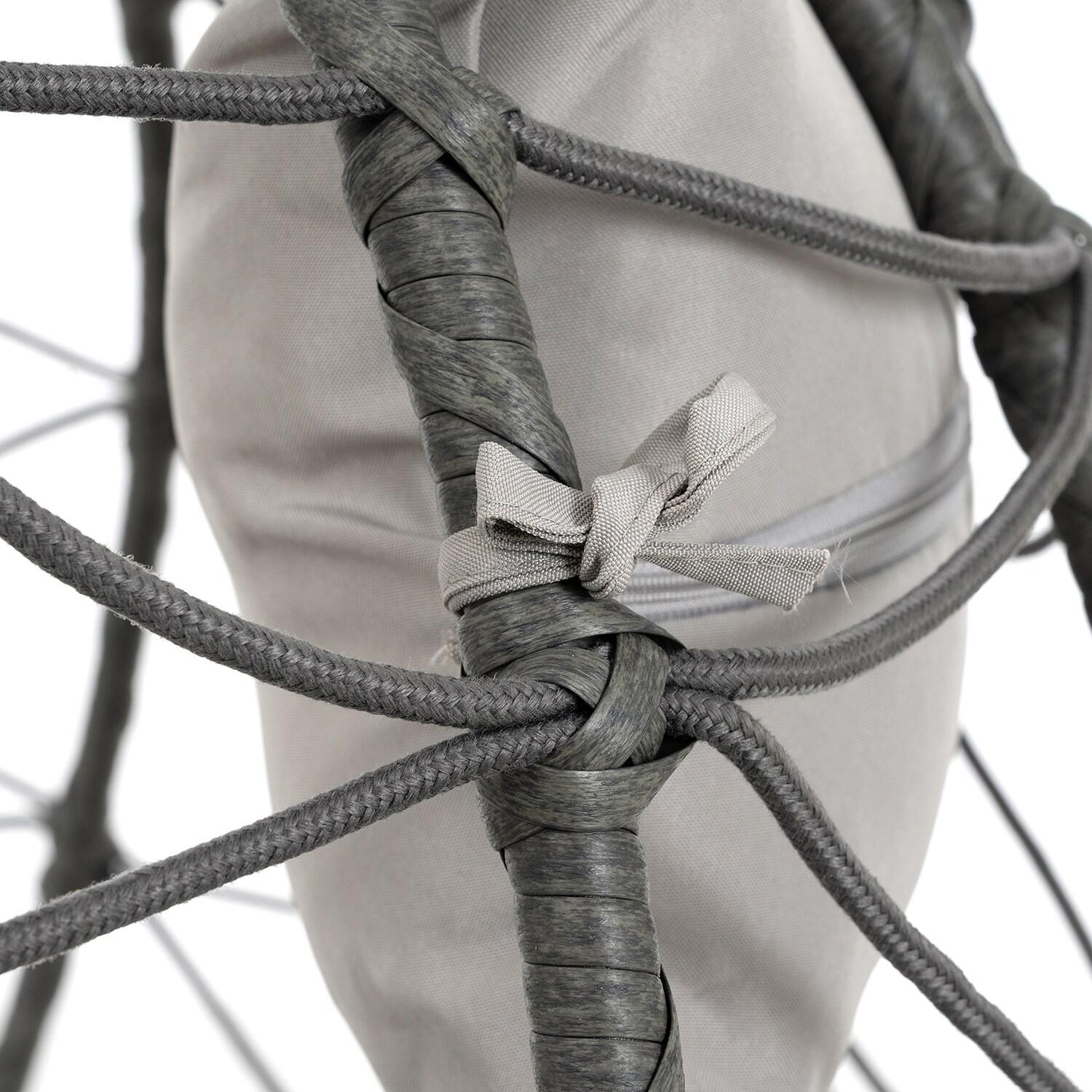 Tcbosik Swing Egg Chair with Stand, Indoor Outdoor Hanging Chair with Cushion for Bedroom Balcony Patio Garden, Easy to Assemble, Dark Grey