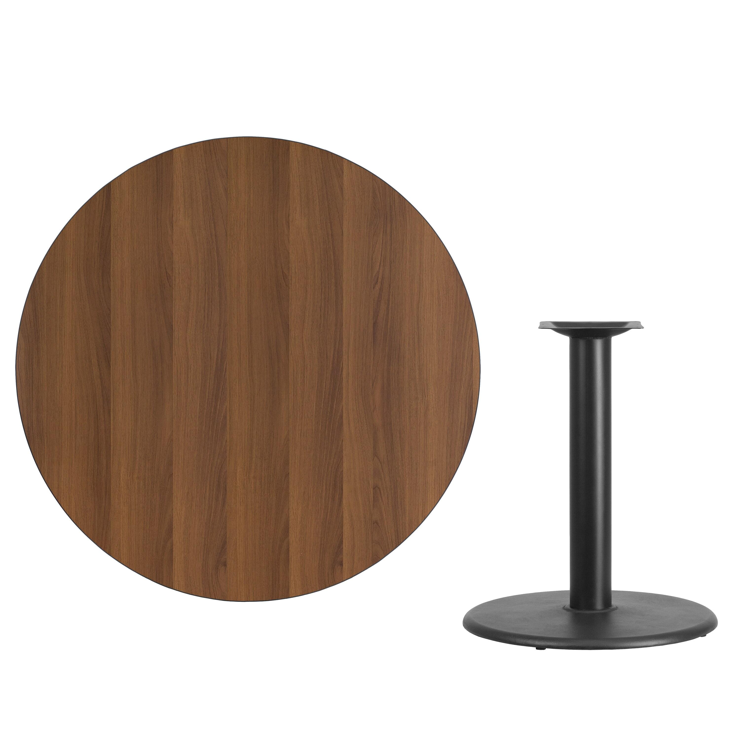 Flash Furniture 42'' Round Walnut Laminate Table Top with 24'' Round Table Height Base