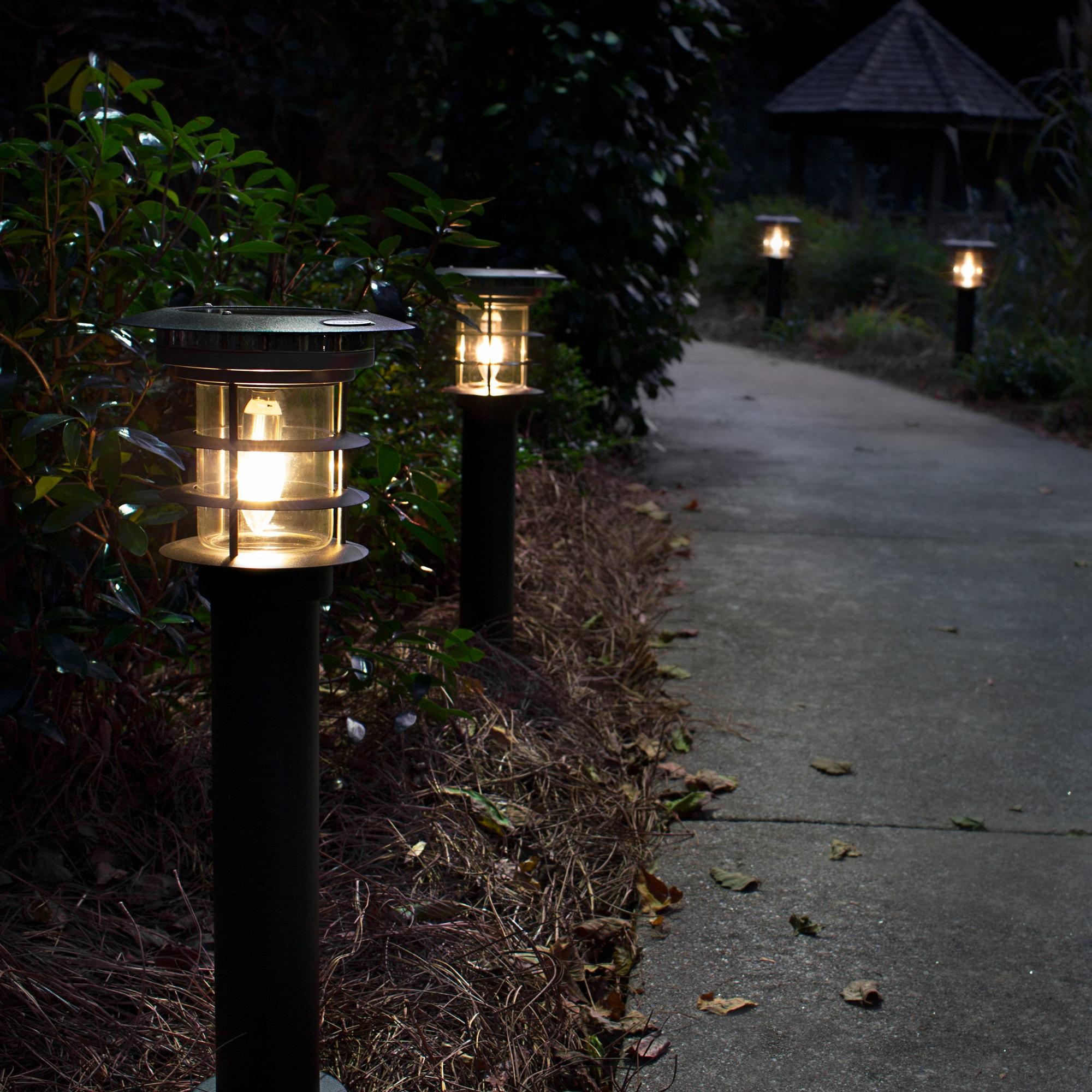 Stainless Steel Black Solar LED Pathway Bollard Light