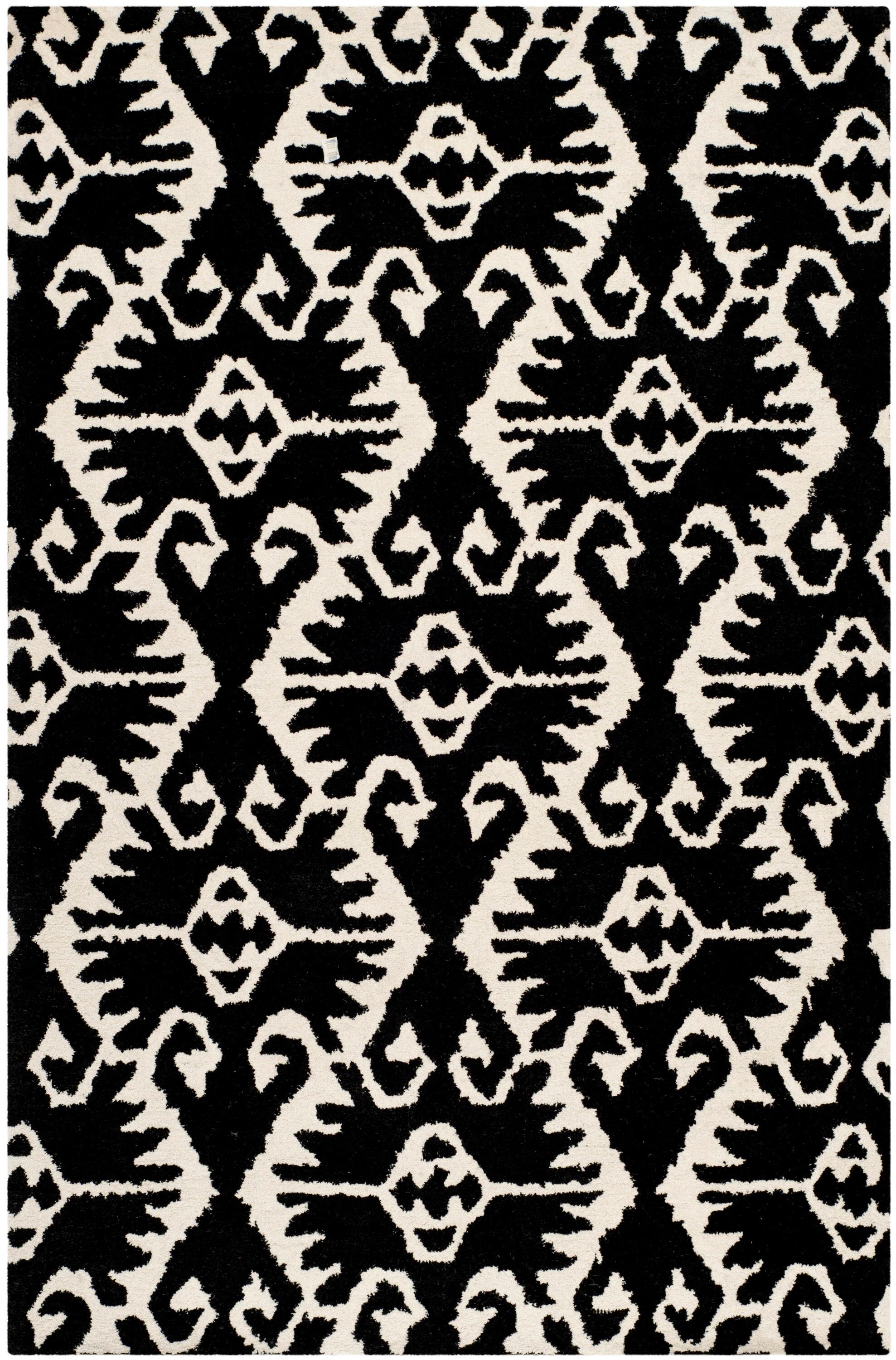 Wyndham WYD323 Hand Tufted Indoor Area Rug - Black/Ivory - 6'x9' - Safavieh.