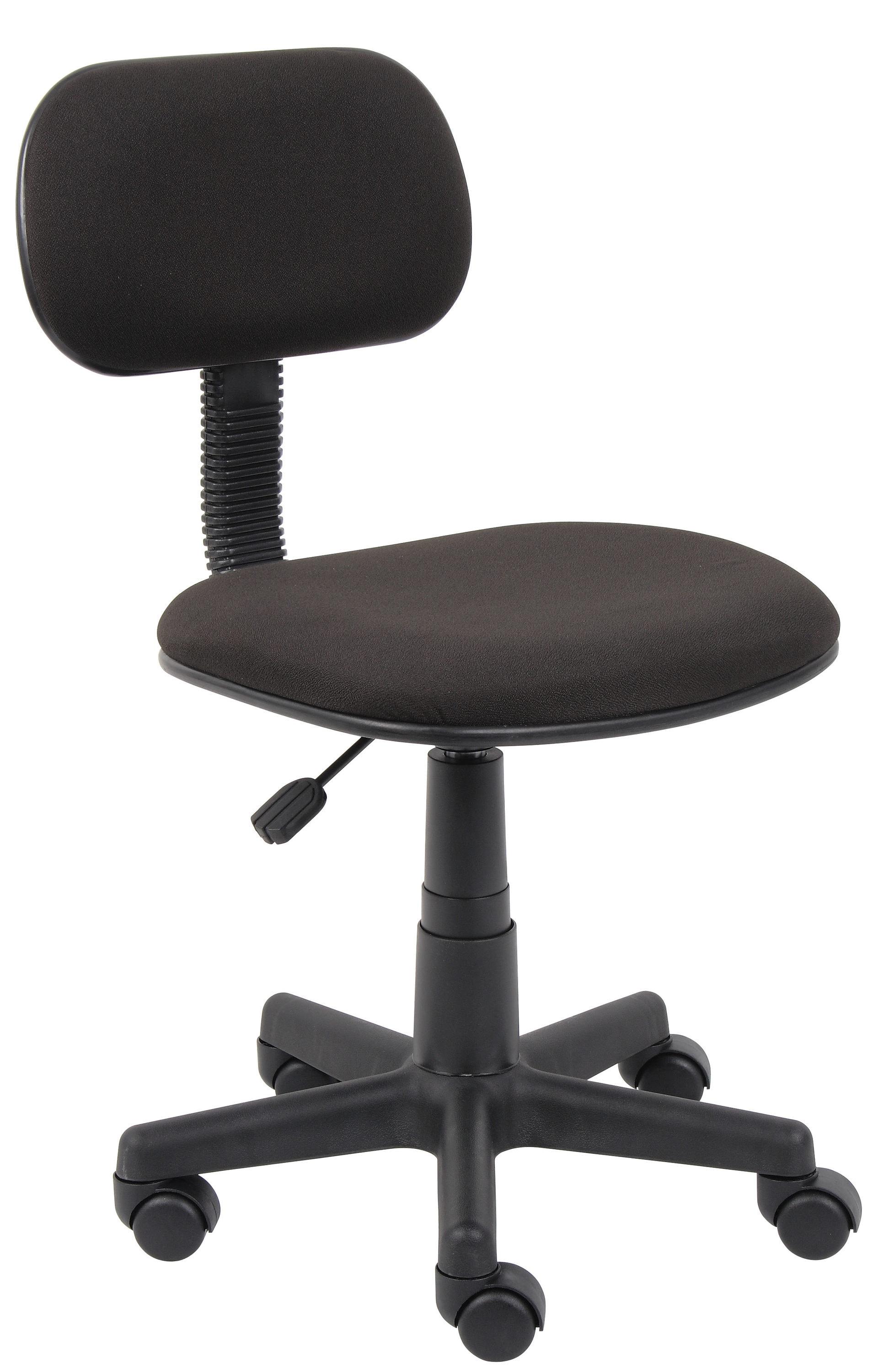 Fabric Steno Chair Black - Boss Office Products: Pneumatic Lift, Nylon Base, Swivel Casters