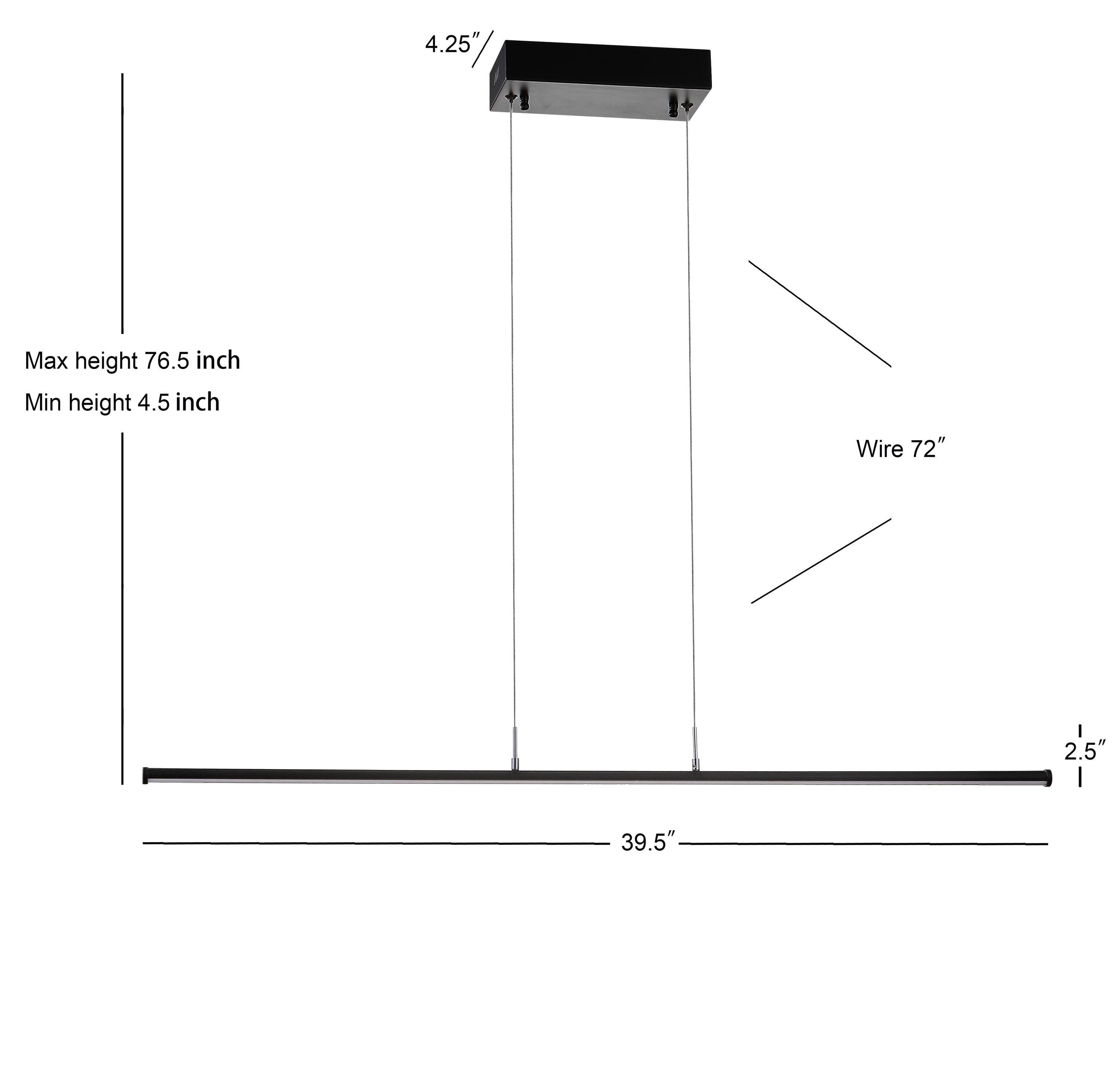 Conley 39.5" Dimmable Adjustable Integrated LED Metal Linear Pendant, Black
