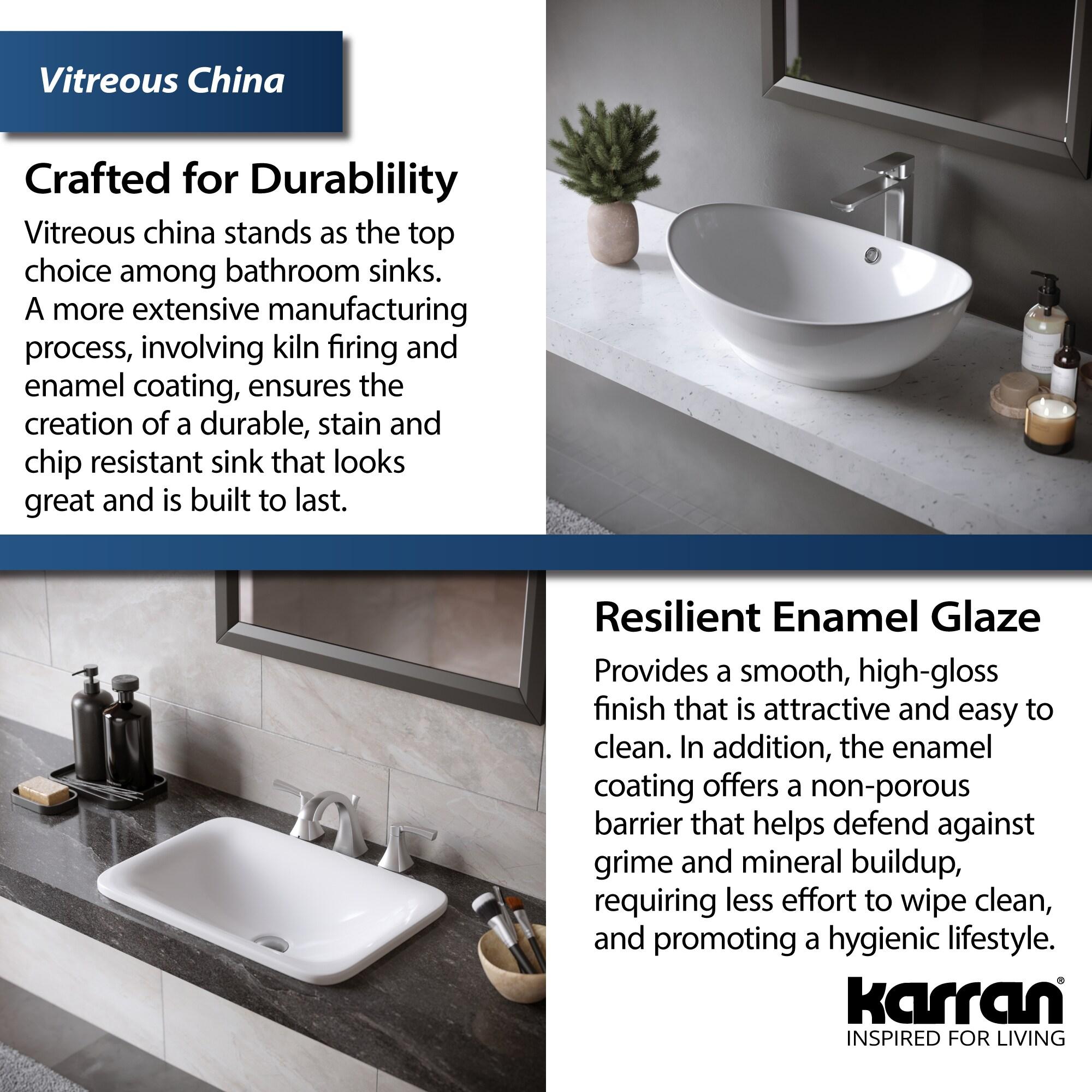 Karran Valera 16 In. Vitreous China Round Vessel Bathroom Sink