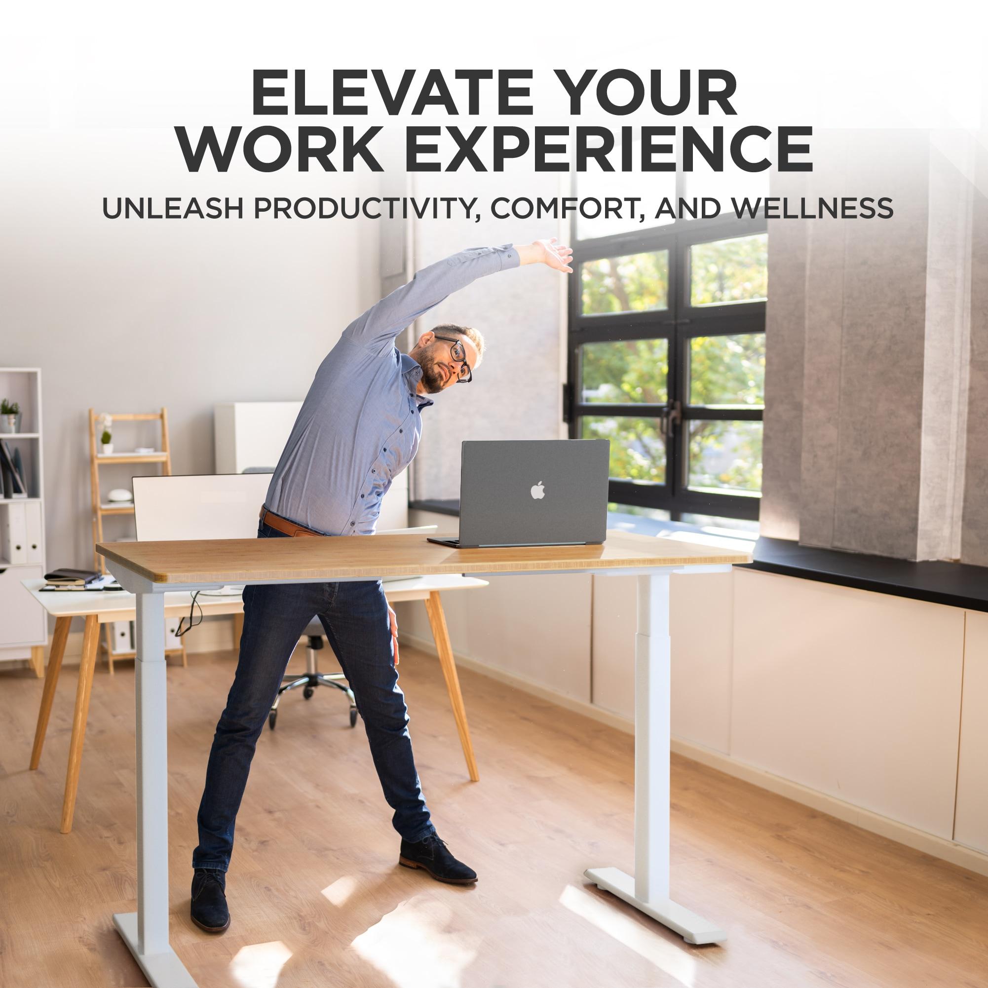 Rise UP Electric Standing Desk adjustable height desk 24-49" dual motor one piece 60x30" bamboo desktop height adjustable desk adjustable standing desk stand up desk sit to stand desk rising desk