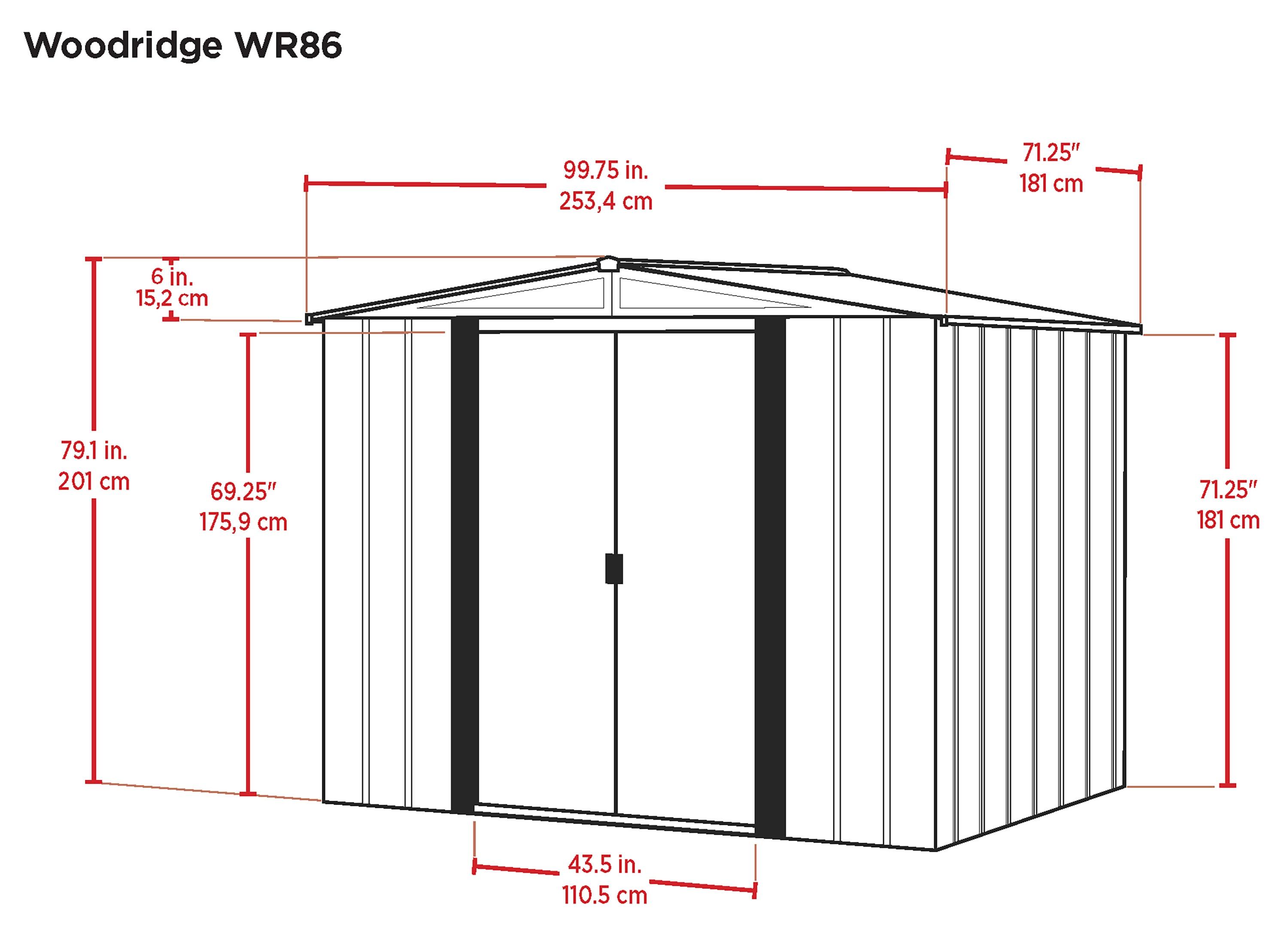 Woodridge 8 ft. W x 6 ft. D Metal Storage Shed