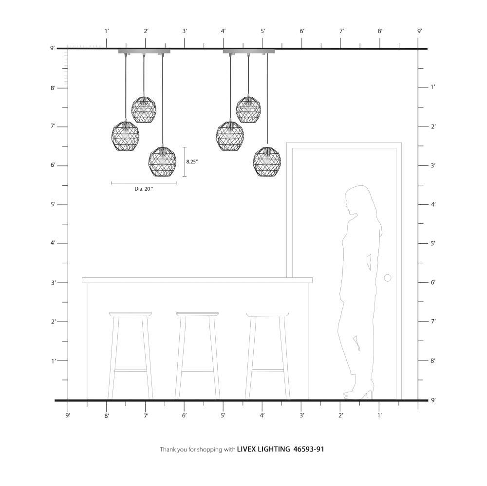 Livex Lighting Geometrix 3 - Light Pendant in  Brushed Nickel
