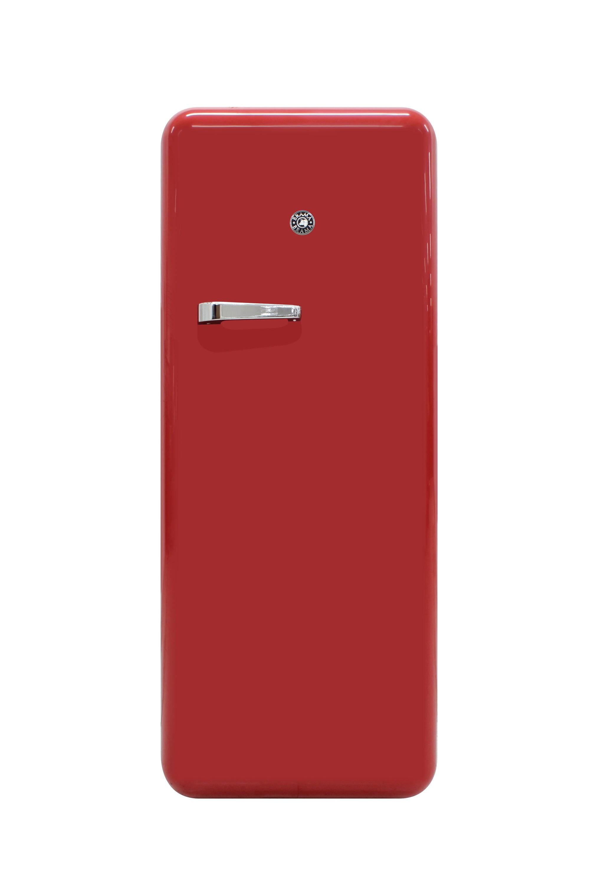 Brama 9.2 Cu.Ft. Retro Red Top-Freezer Refrigerator with Solid Steel Door