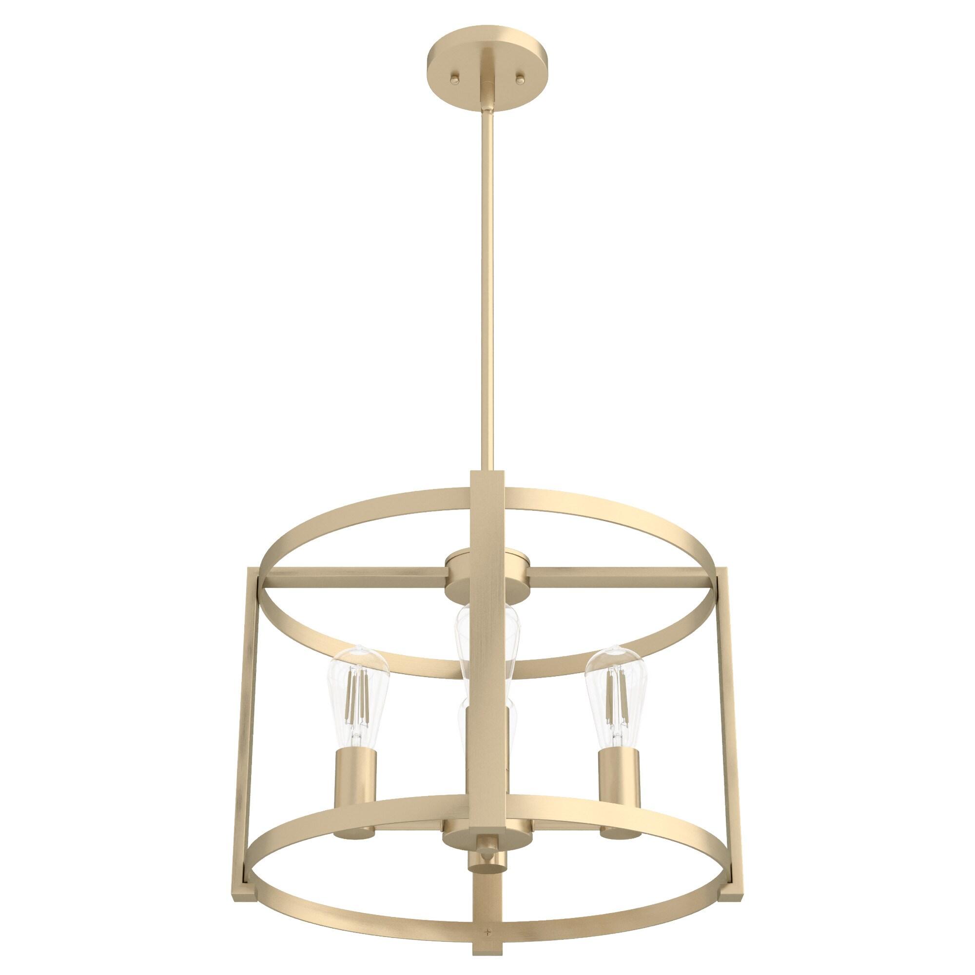 Hunter - Astwood 4-light Alturas Gold, Medium Size Chandelier, Dimmable, Caged Style, Drum Shaped, for Bedrooms, Kitchens, Dining, Living Rooms - 19958