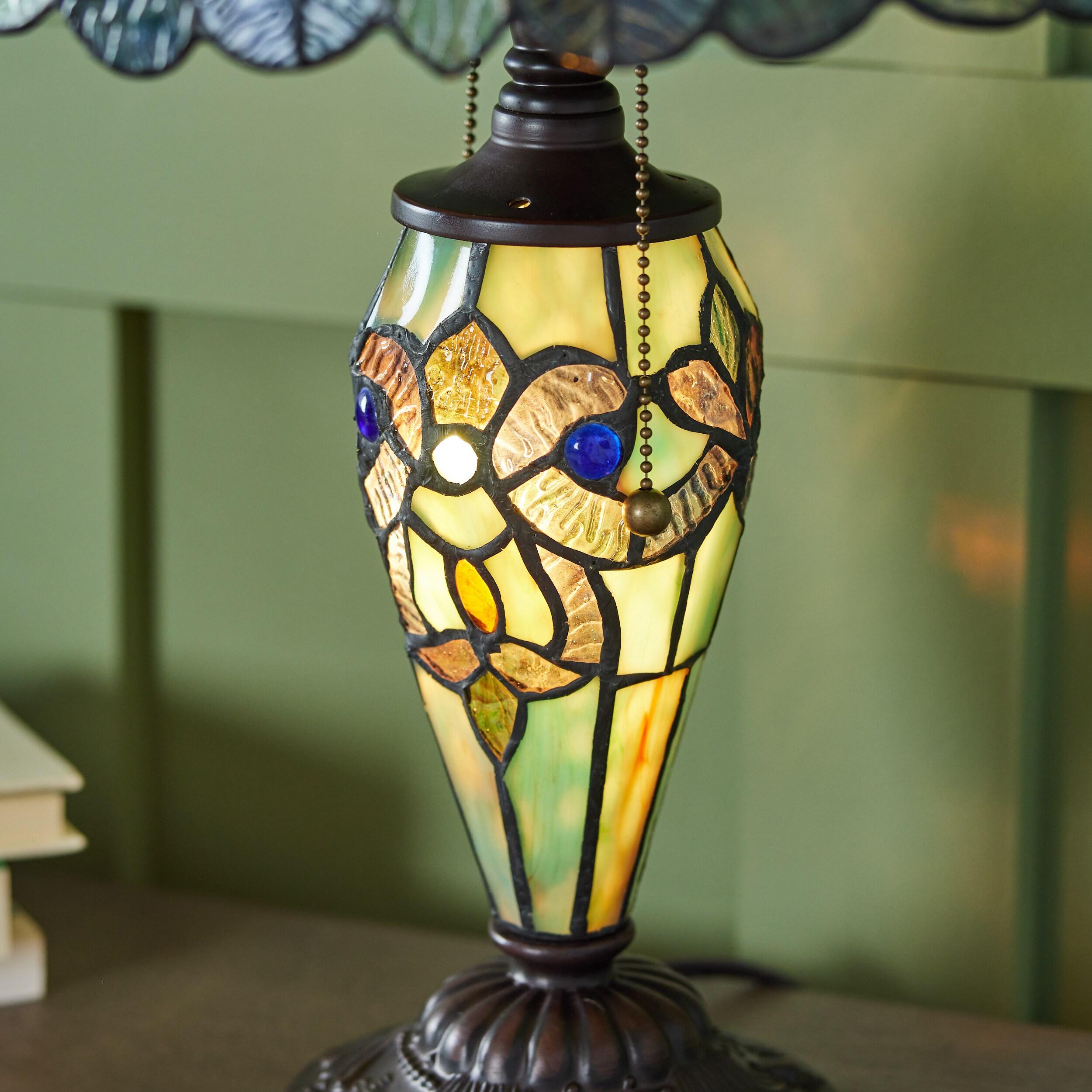 Harlow 20" Green Stained Glass Dome Accent Lamp