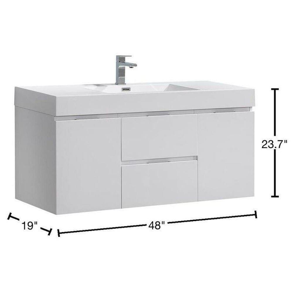 Valencia 48" Wall Mount Single Sink Bathroom Vanity with Top and Sink (Faucet Not Included)