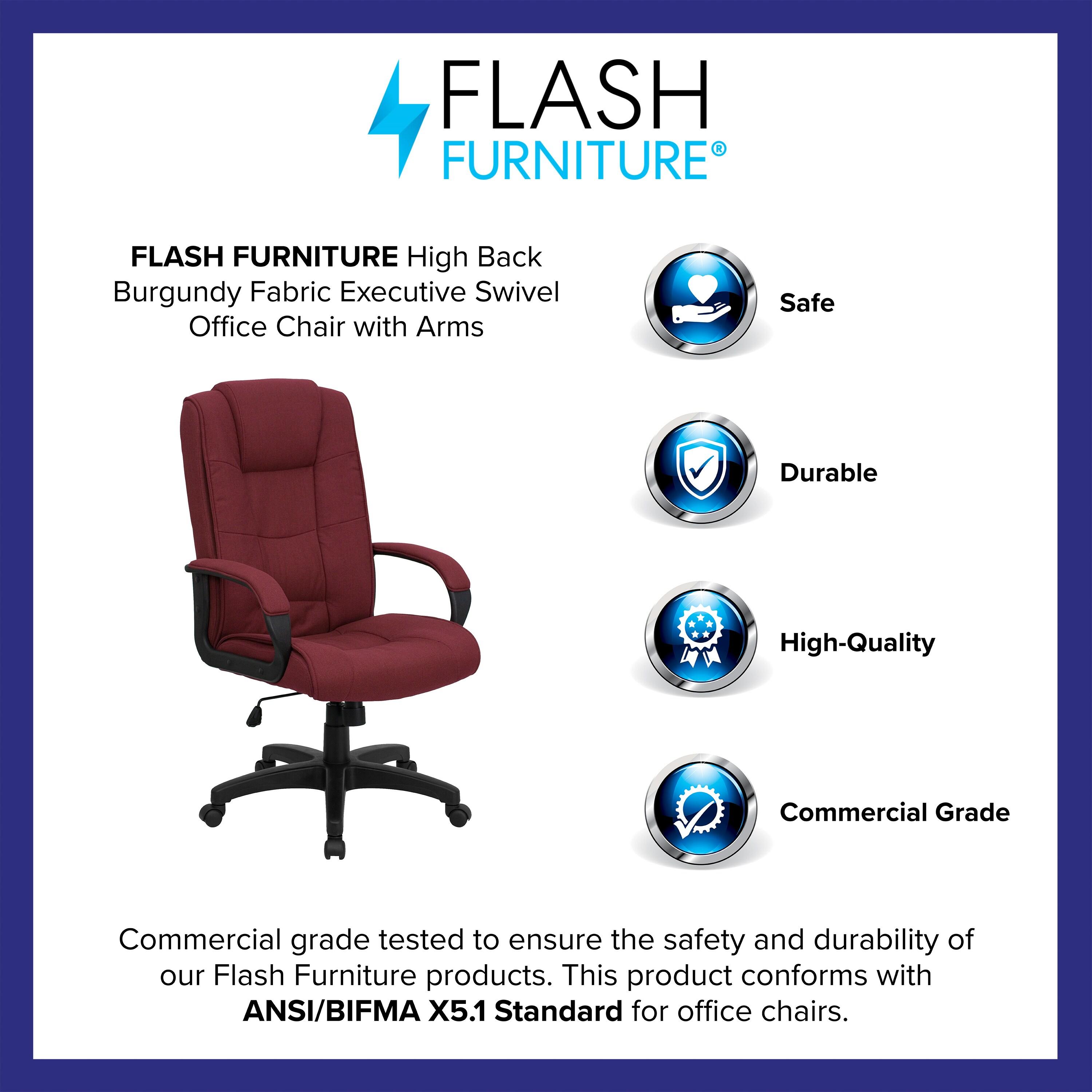 Flash Furniture Jessica High Back Burgundy Fabric Executive Swivel Office Chair with Arms