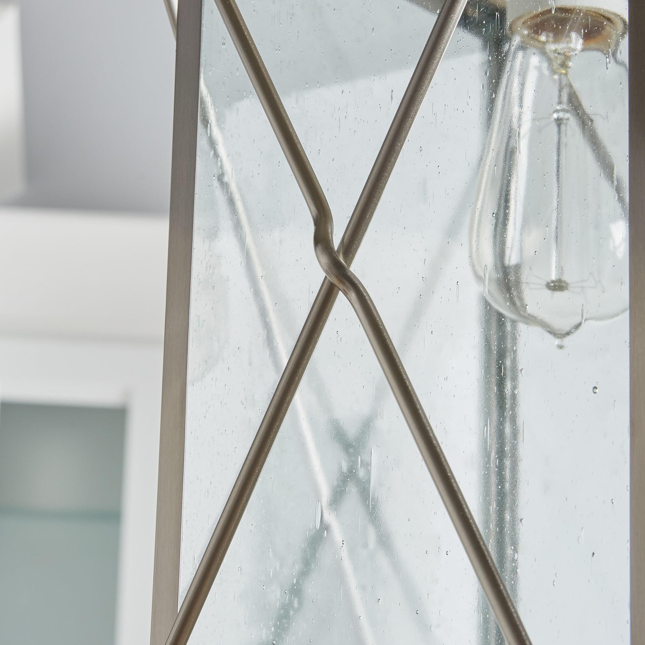 Progress Lighting Barlowe 1-Light Outdoor Hanging Lantern, Stainless Steel, Seeded Glass