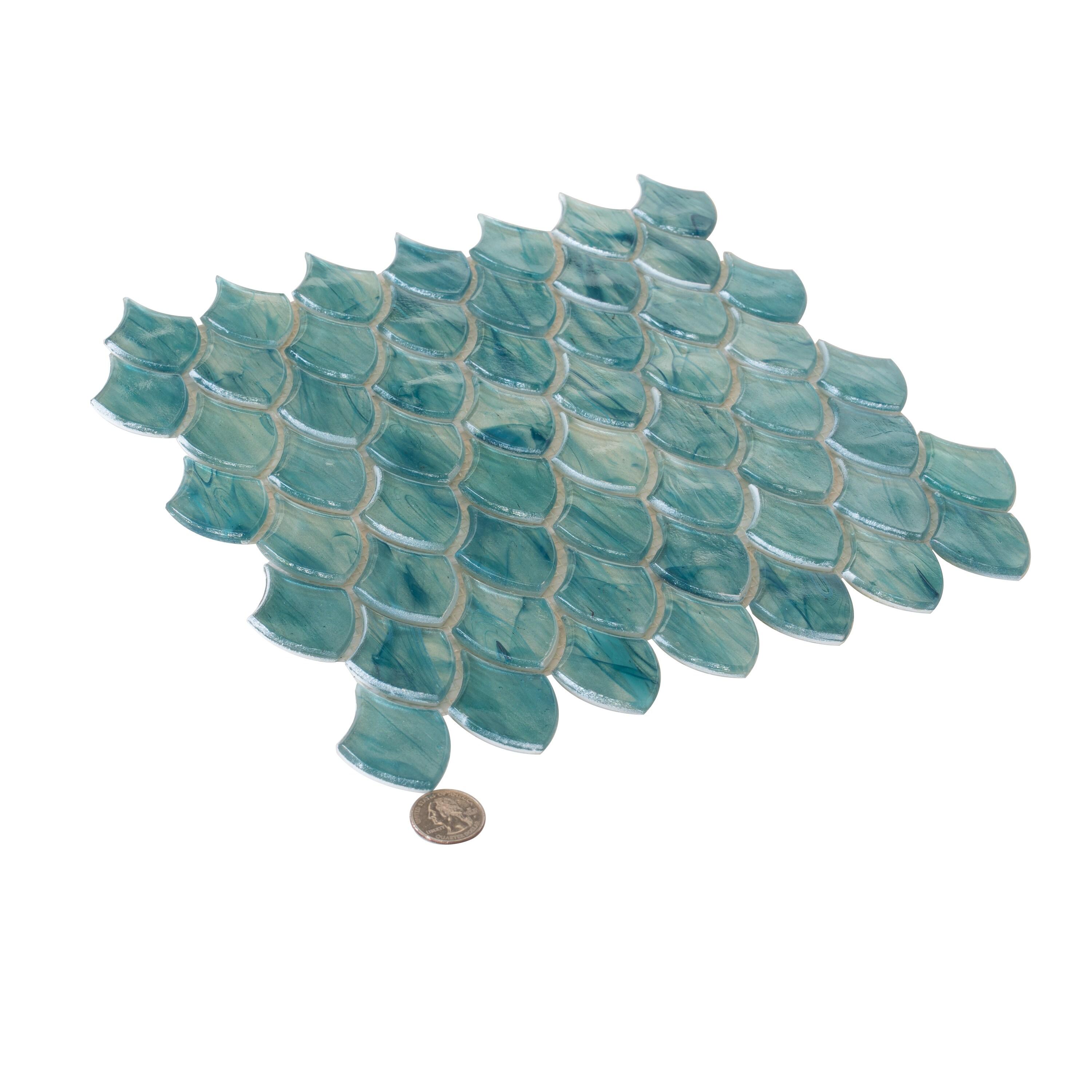 Majeste 0.5" x 2" Glass Fish Scale Mosaic Wall & Floor Tile