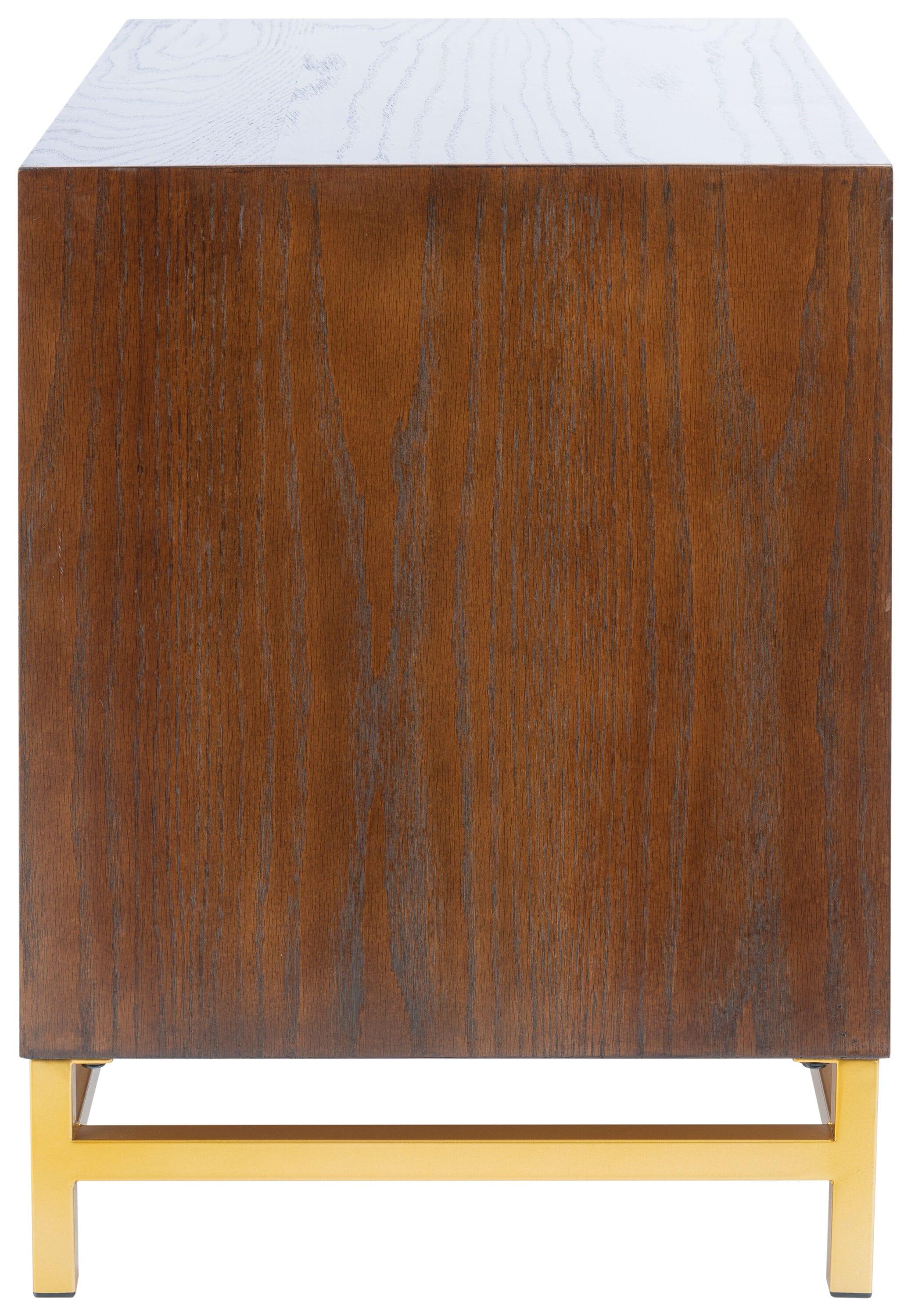 Fenno 2 Drawer Nightstand - Walnut/Brass - Safavieh.