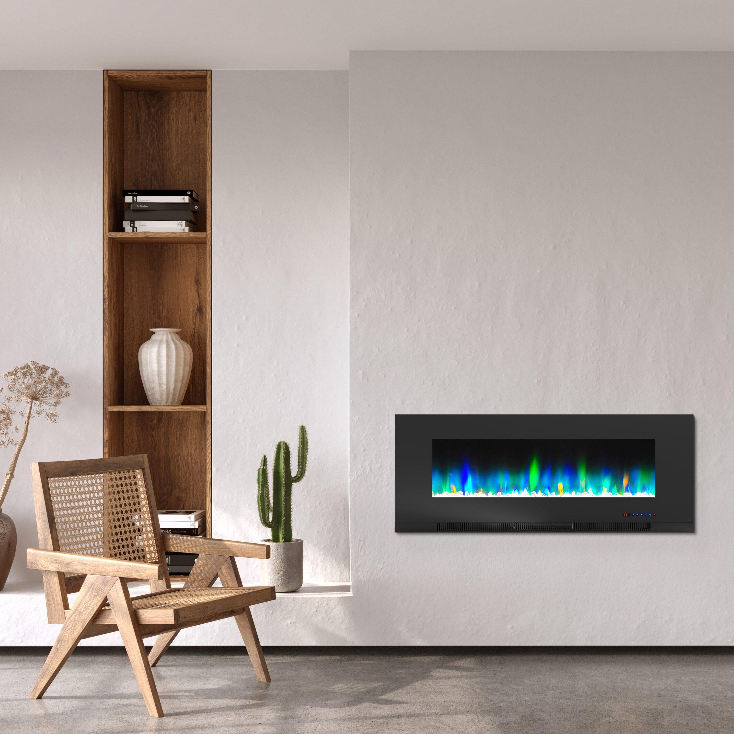 Cambridge Cambridge Wall Mount Electric Fireplace Heater with Remote Control for Indoor Use in Living Room, Bedroom, Home Office