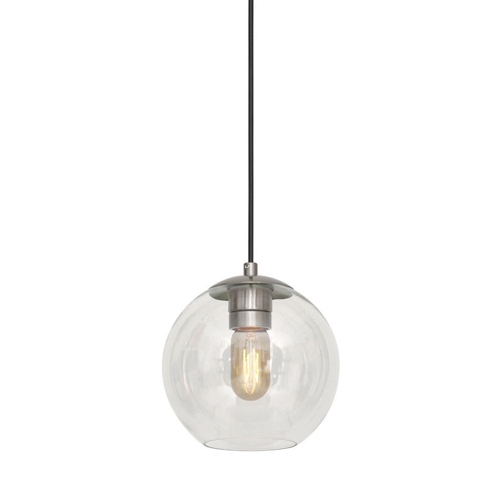 Milo 1-Light Brushed Nickel In. Glass Pendant with Clear Globe Glass - Brushed Nickel