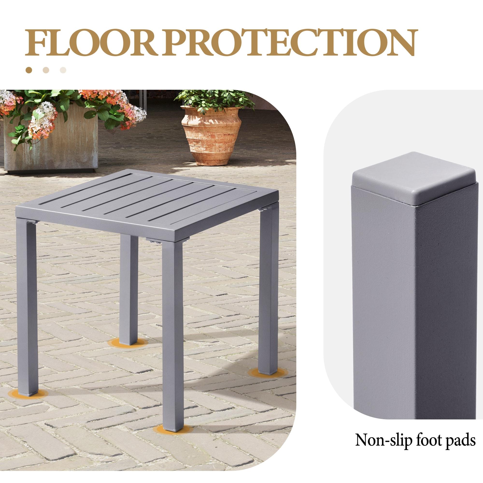 Crestlive Products Outdoor Aluminum End Table Square Patio Side Table - 15.7" L x 15.7" W x 15.9" H 1-Piece, Light Gray