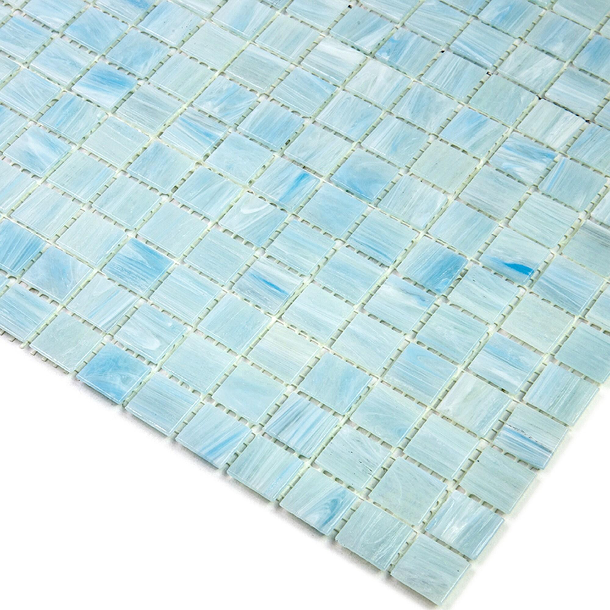 Apollo Tile Celestial 12 in. x 12 in. Glossy Yale Blue Glass Mosaic Wall and Floor Tile (10 sq. ft./case) (10-pack)