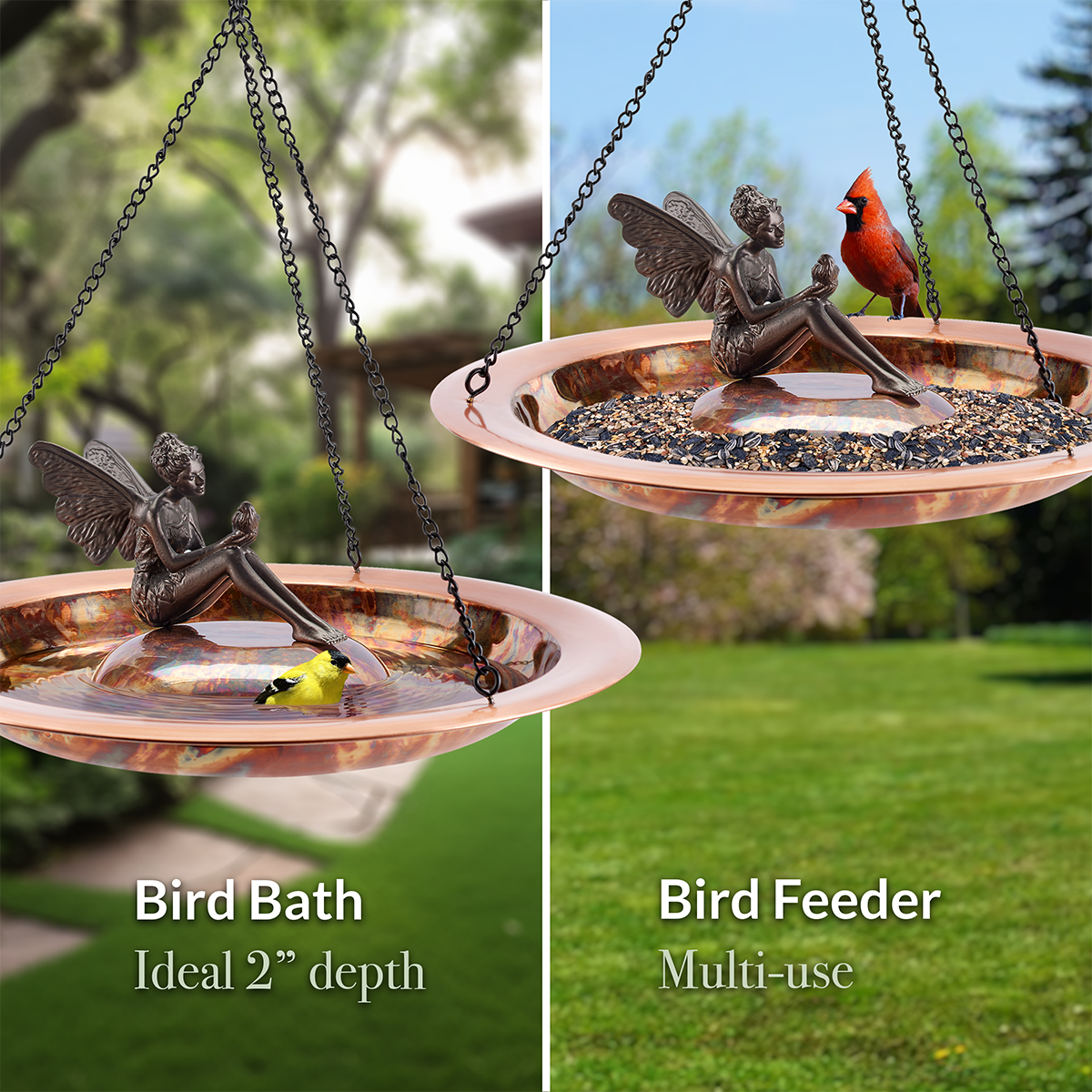 Bungalow Rose Buckleys Copper Hanging Birdbath