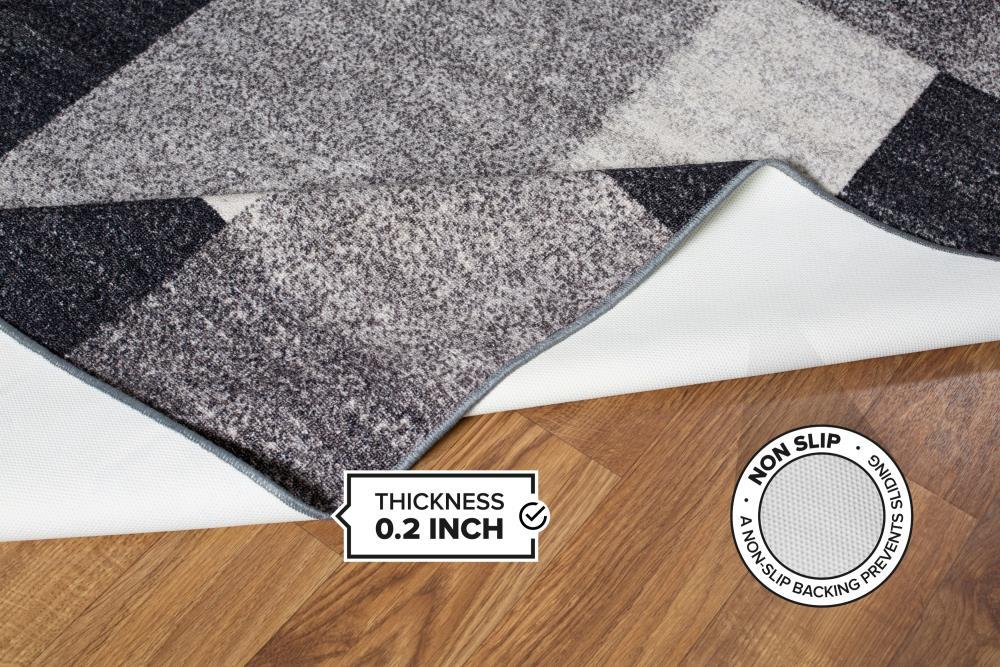 Gray Geometric Non-Slip Washable Runner Rug 2' x 7'