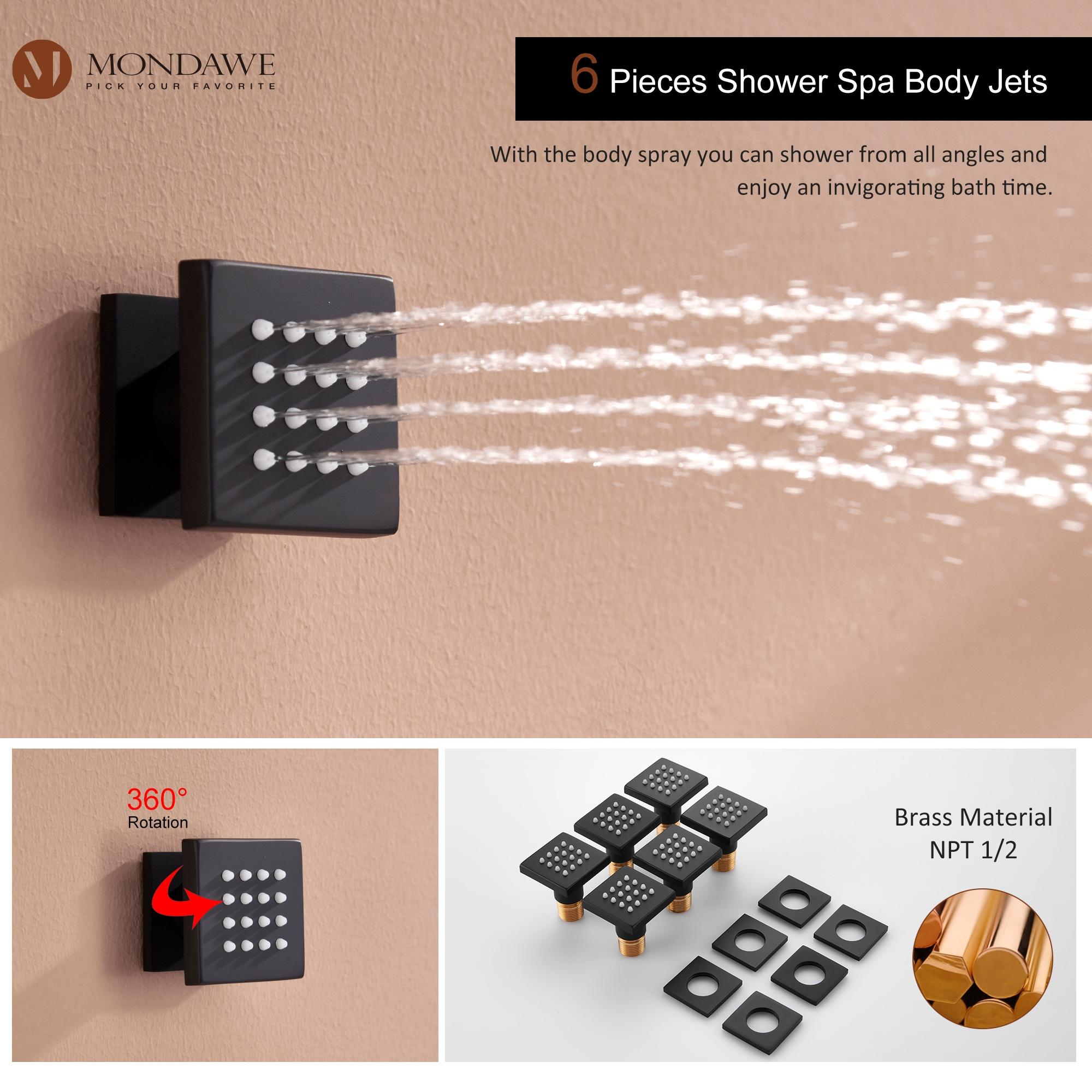 mondawe Herathena Wall Mounted Luxury Shower System with Digital Display (Rough-in Valve Included) WF6025BI-12BL