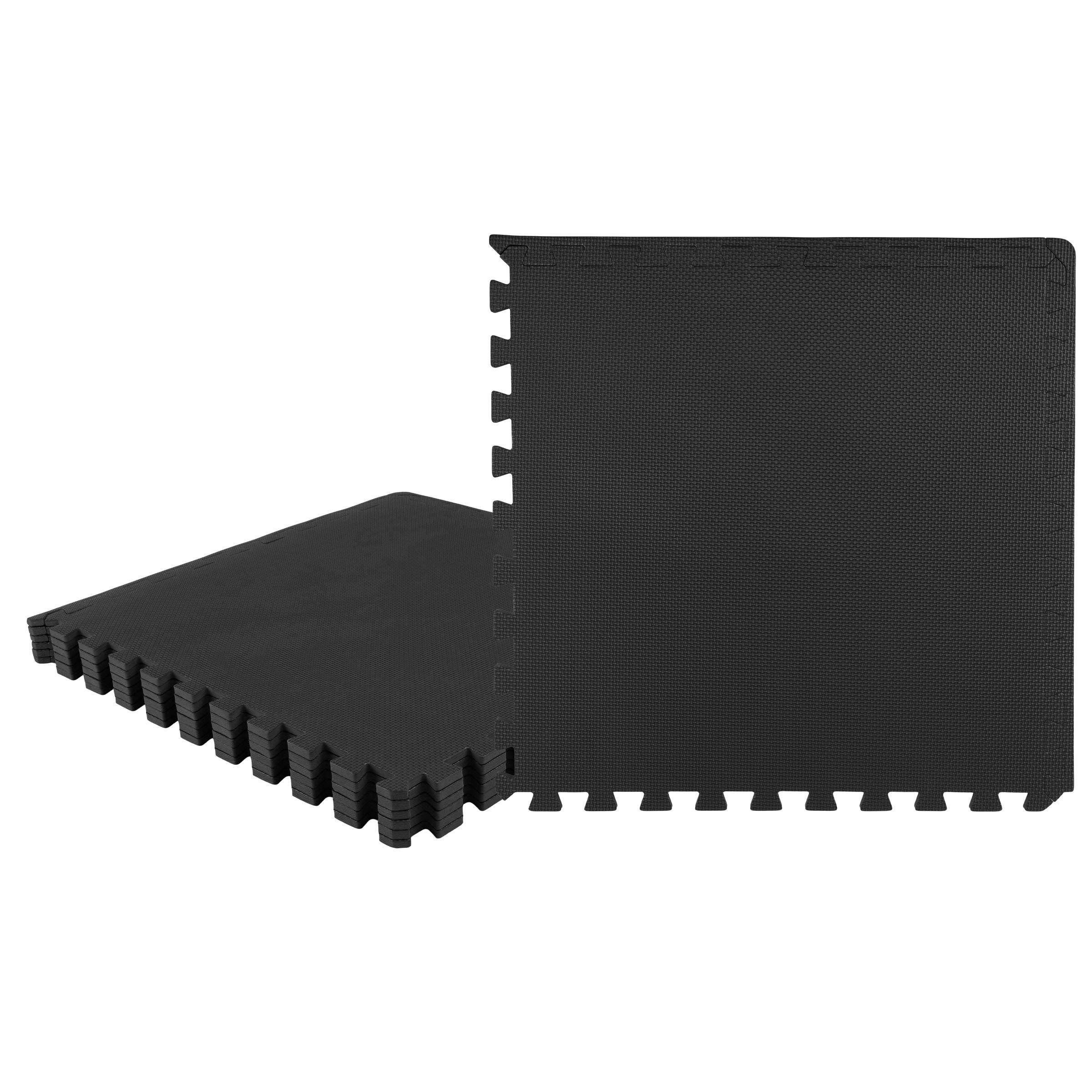 Fleming Supply Nonslip Interlocking Foam Floor Tiles – 24" x 24" x 0.375", Black, 6-Pack