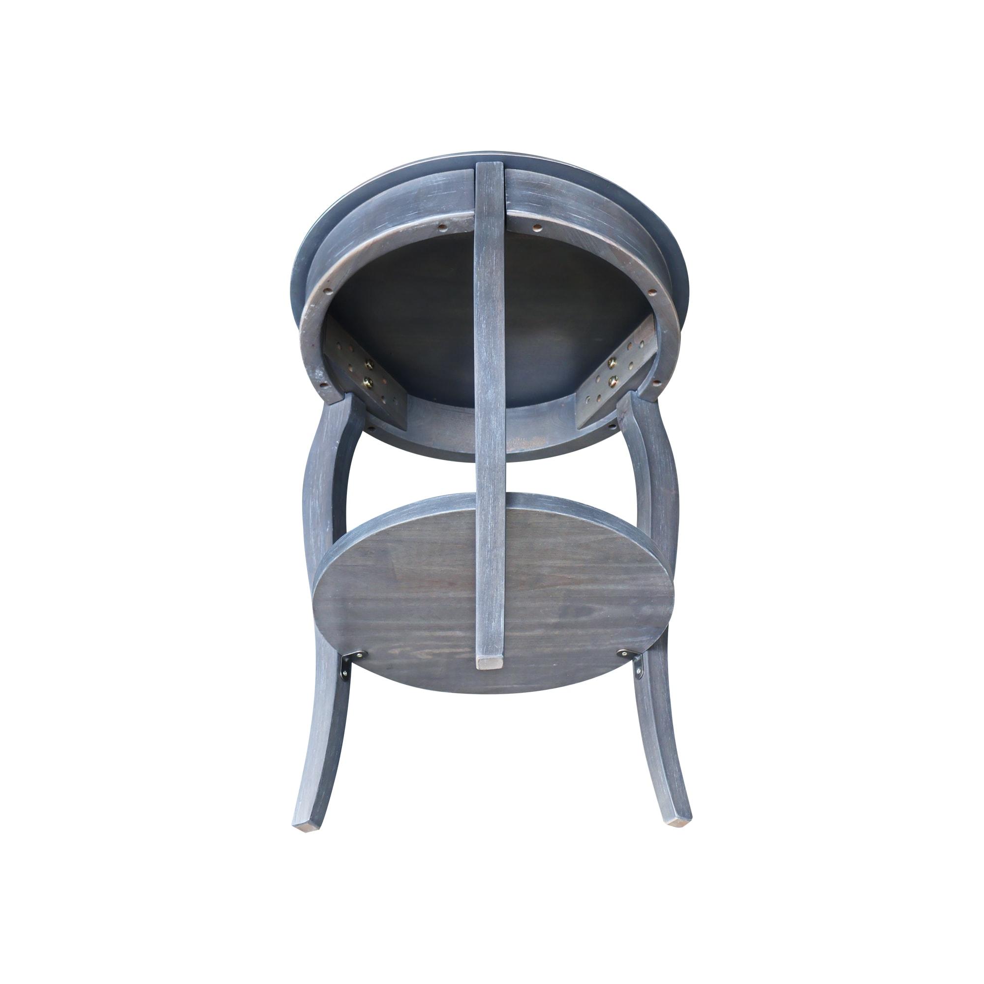 Cambria Round End Table Antique/Heather Gray - International Concepts: Solid Wood, Fixed Shelf