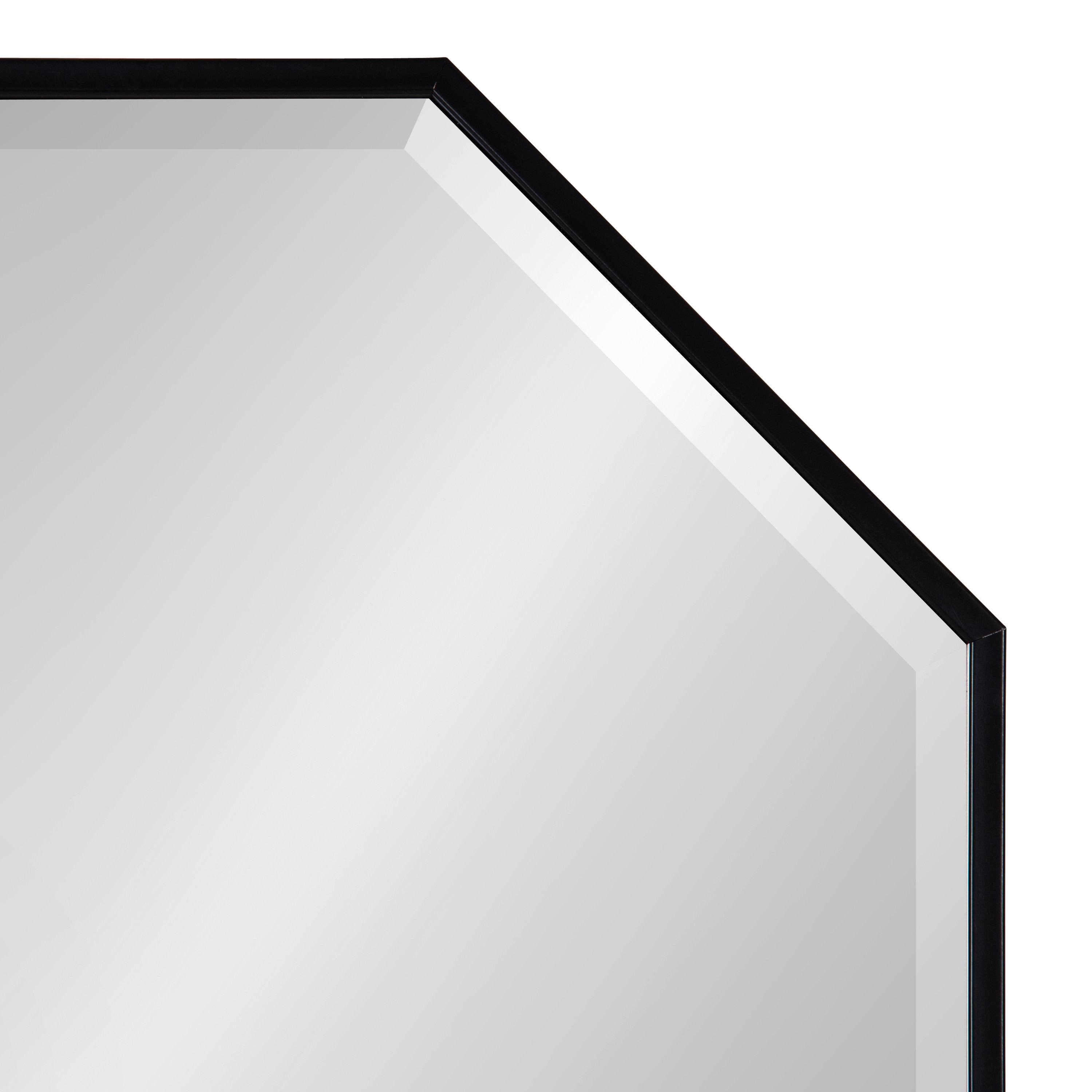 Kate & Laurel All Things Decor 18" x 18" Rhodes Hexagon Wall Mirror Black: Modern Octagon, No Assembly, Wall Mount