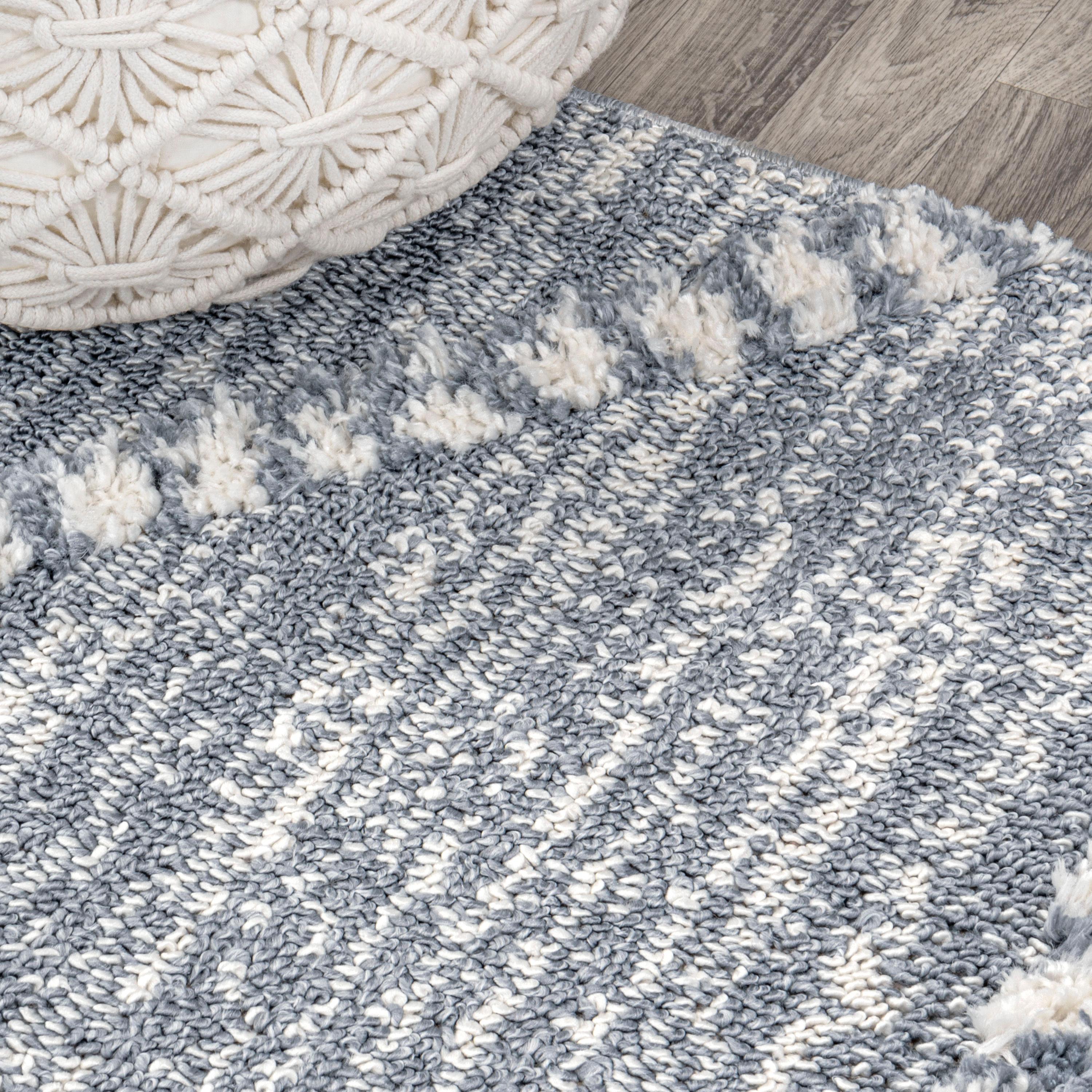 4' x 6' Sofie Moroccan Trellis High-Low Area Rug, Gray/Cream - JONATHAN Y